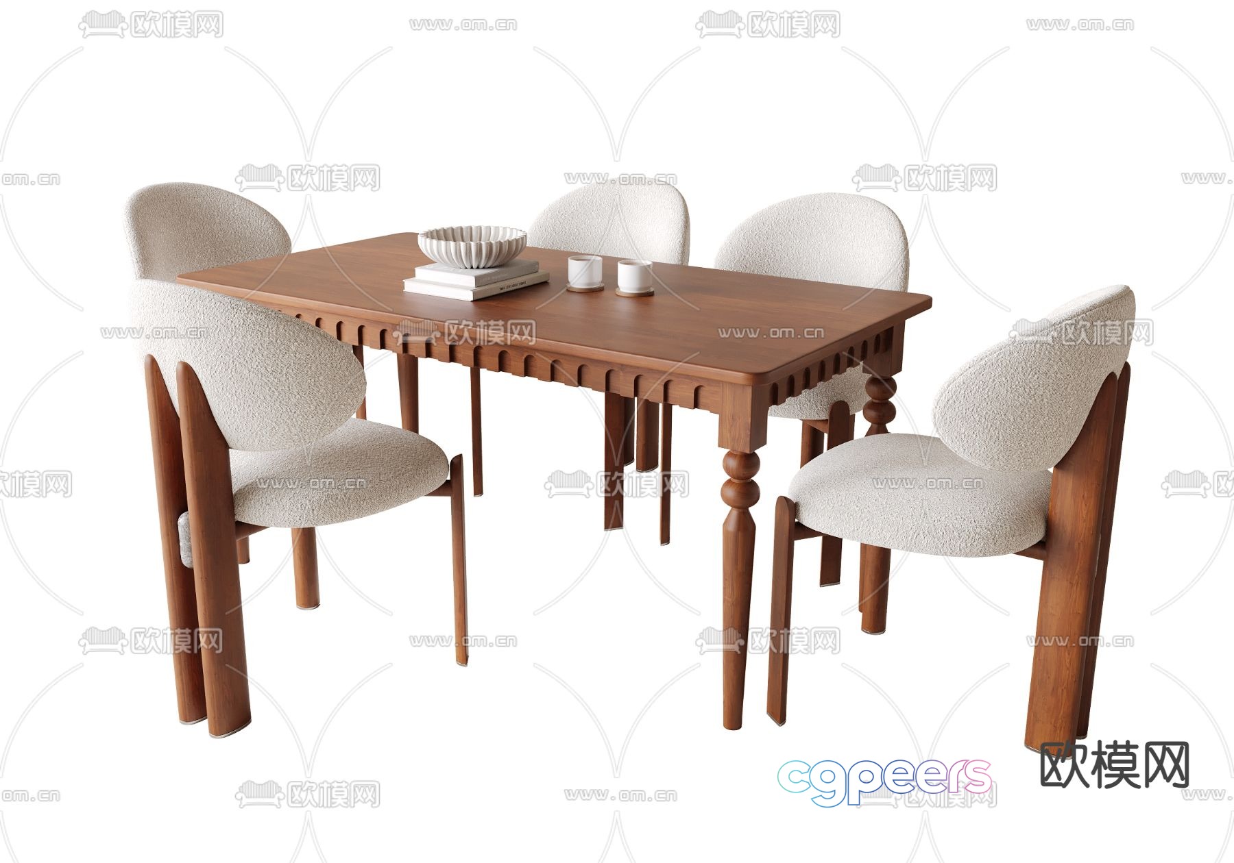 French rectangular dining table and chairs 3d model French rectangular dining table and chairs 3d model