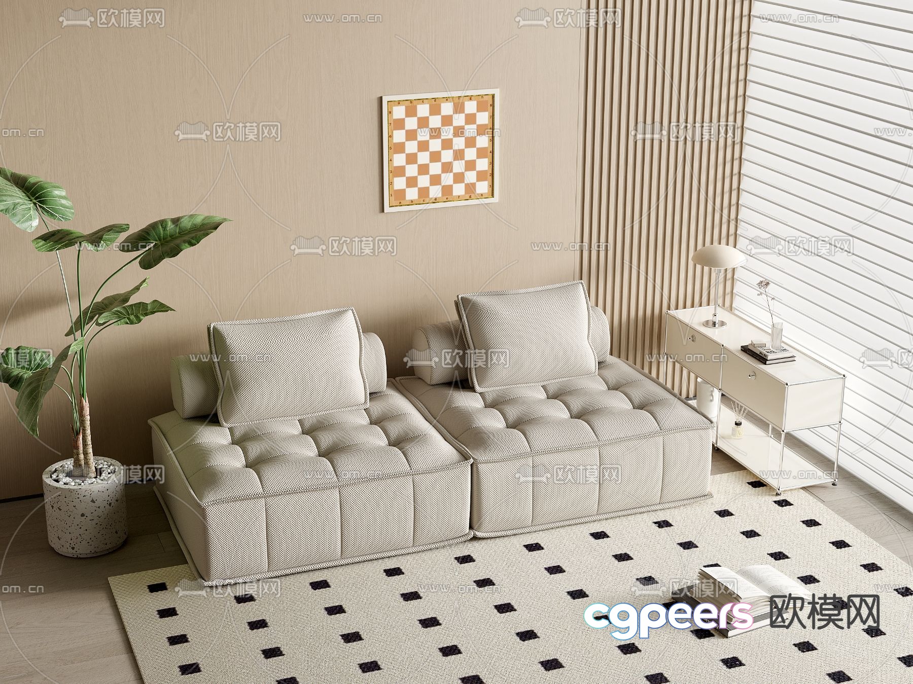 Modular sofa double sofa 3d model Modular sofa double sofa 3d model