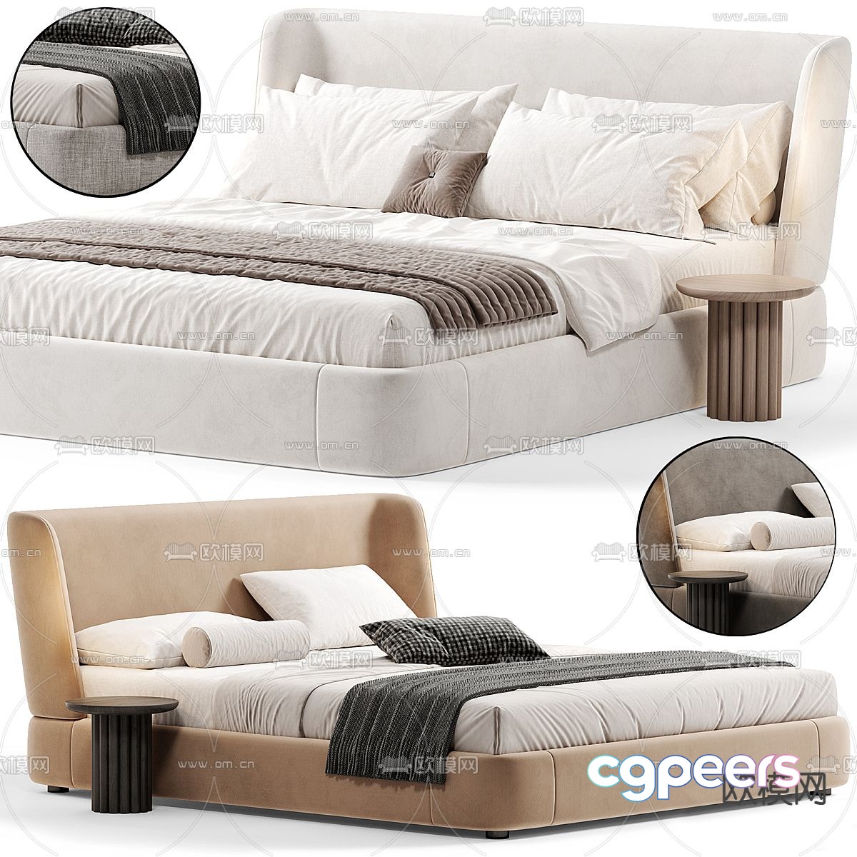 Modern double bed 3d model Modern double bed 3d model