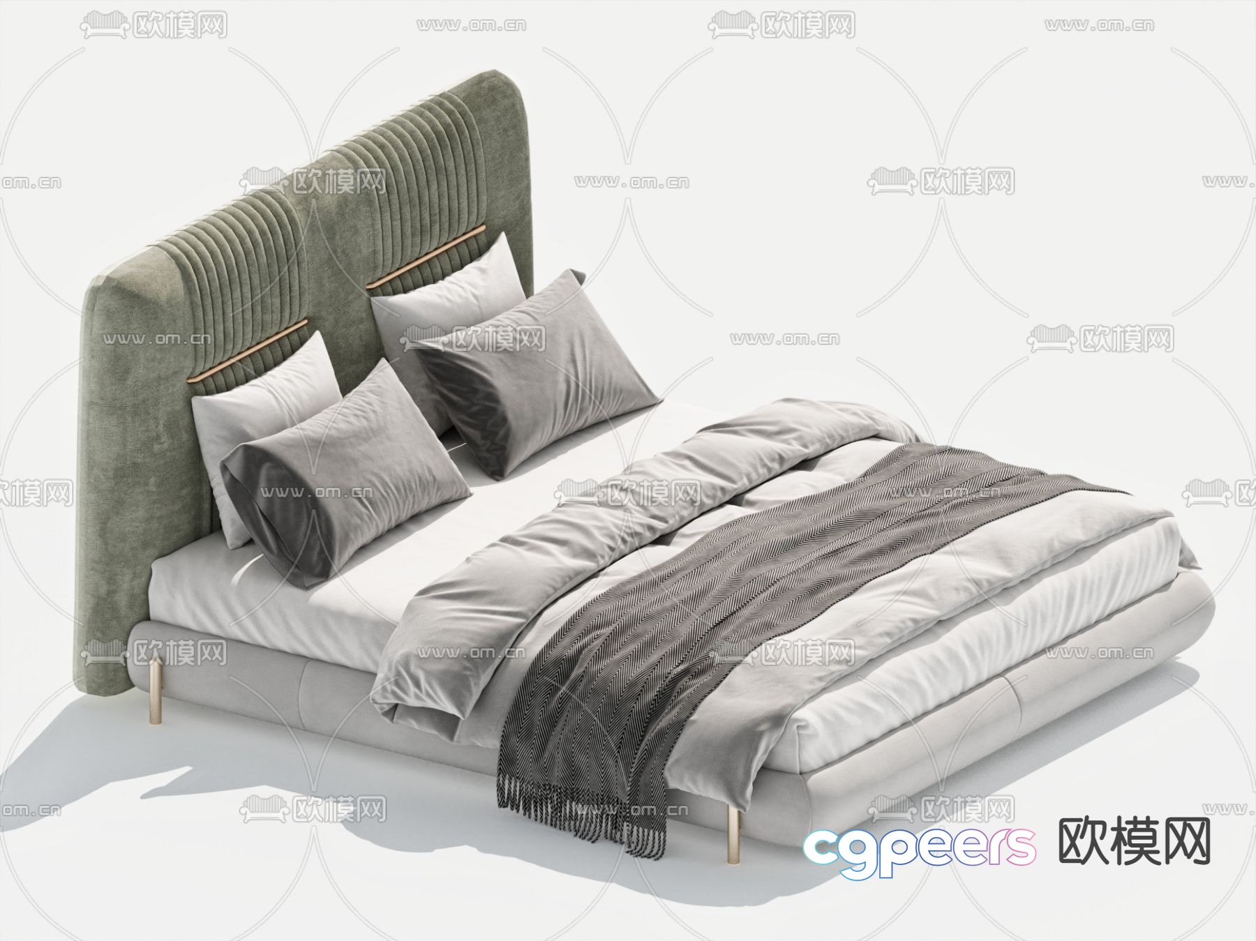 Simple double bed fabric bed 3d model Simple double bed fabric bed 3d model