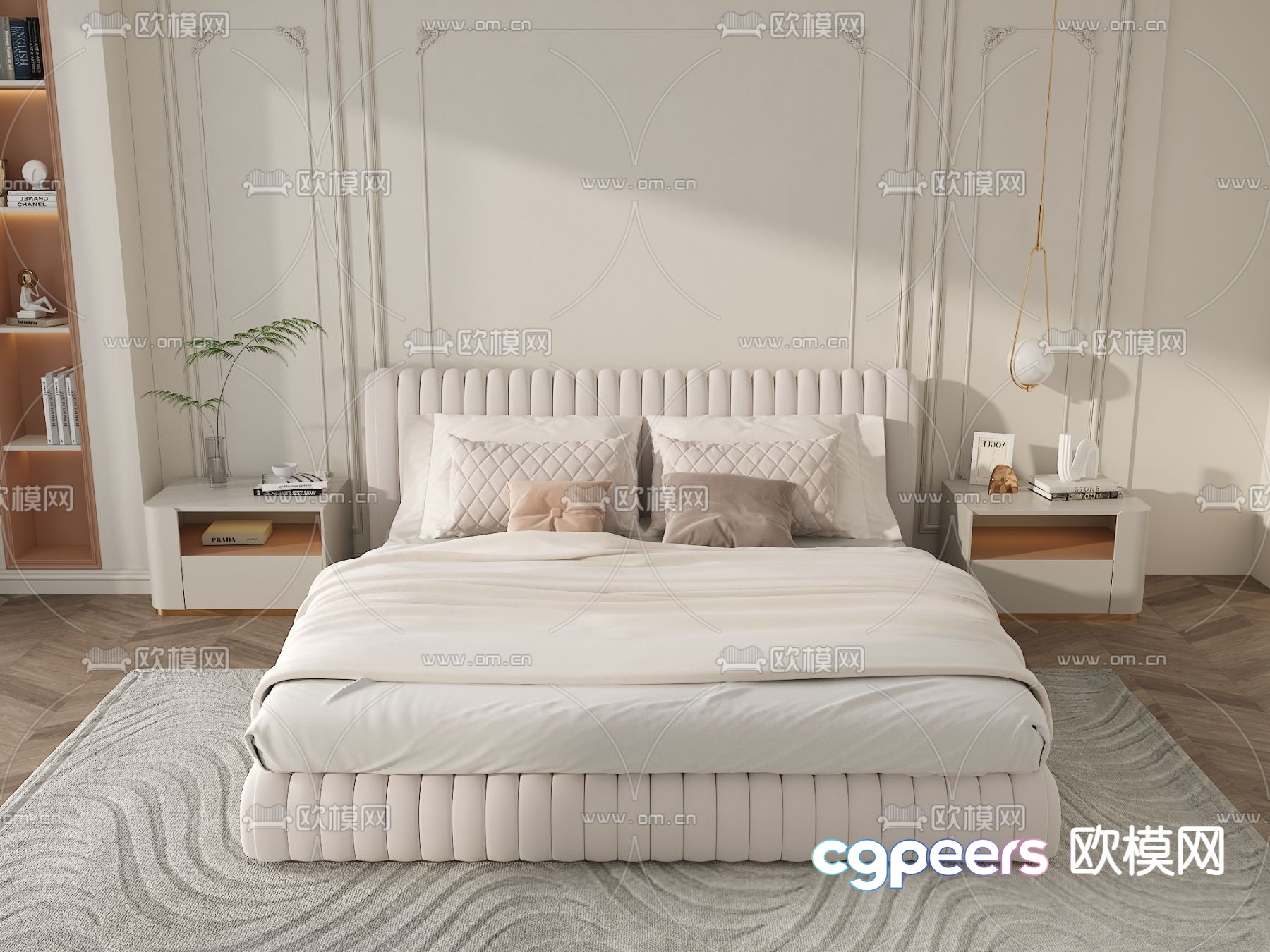 French double bed 3d model French double bed 3d model