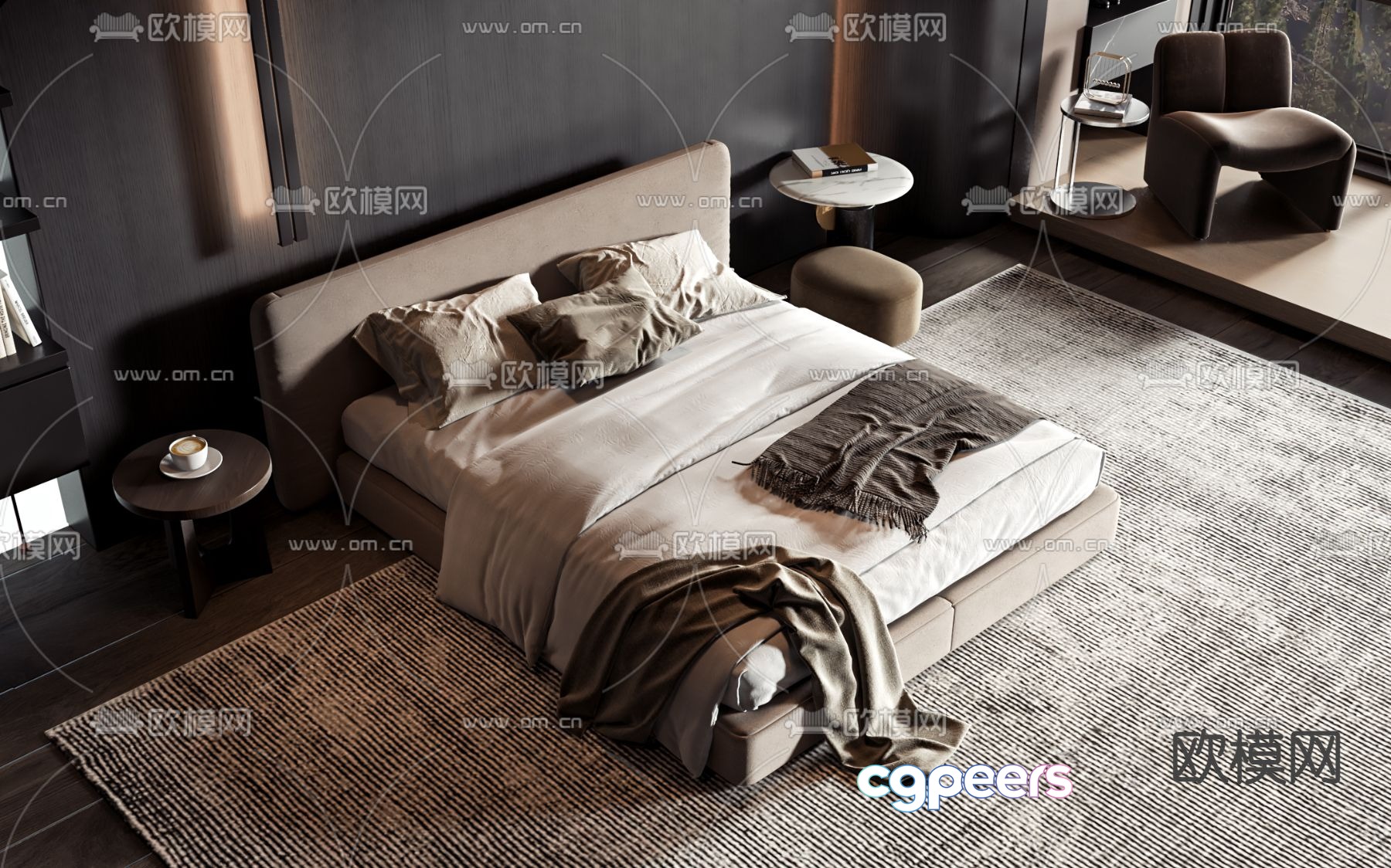Modern double bed 3d model Modern double bed 3d model