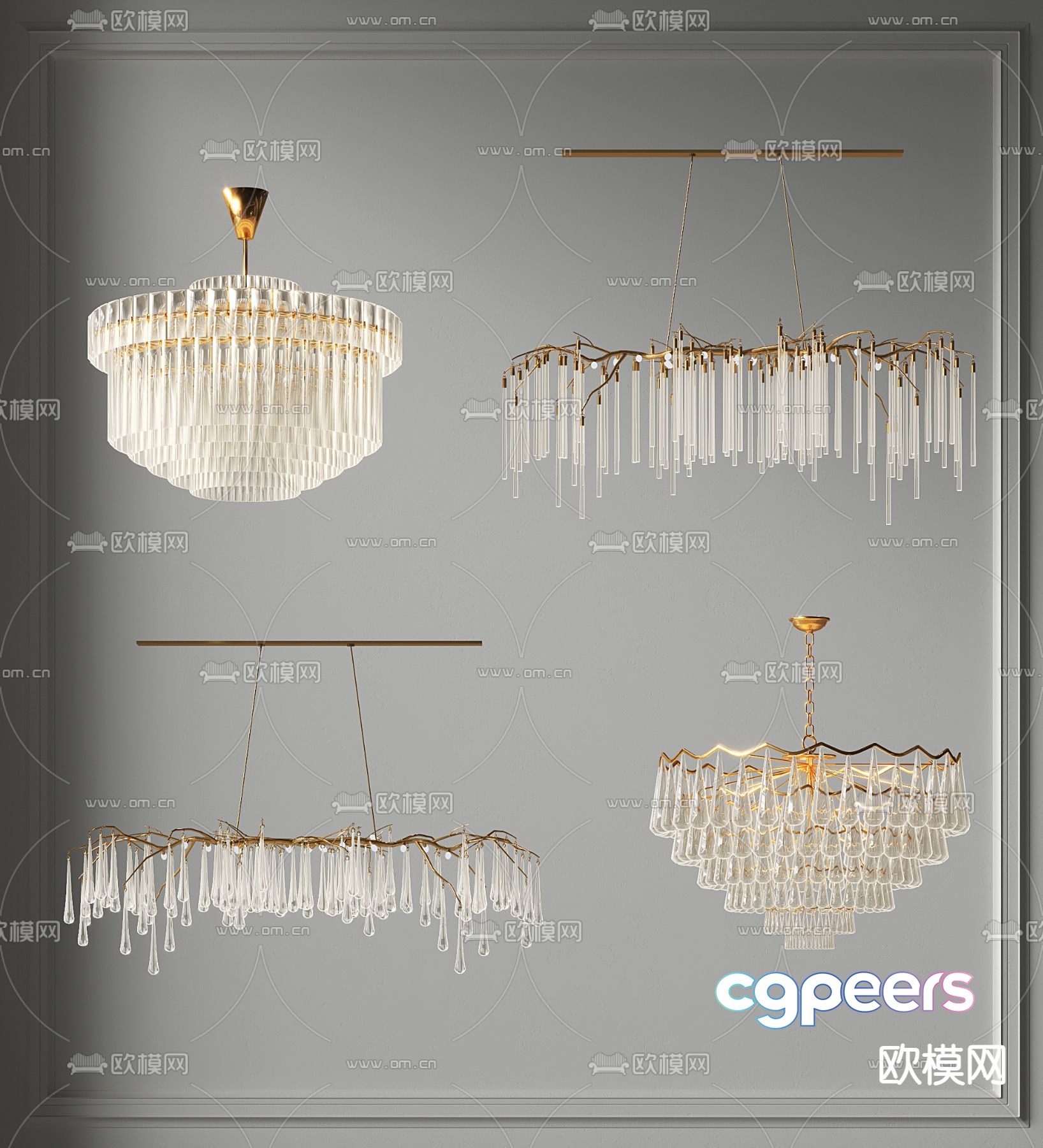Light luxury chandelier ring chandelier 3d model Light luxury chandelier ring chandelier 3d model
