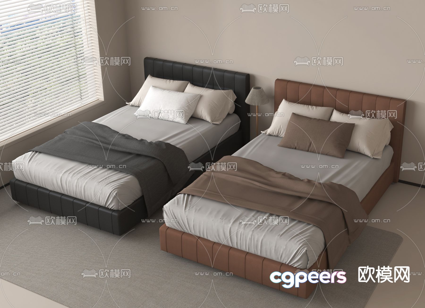 Modern double bed 3d model Modern double bed 3d model
