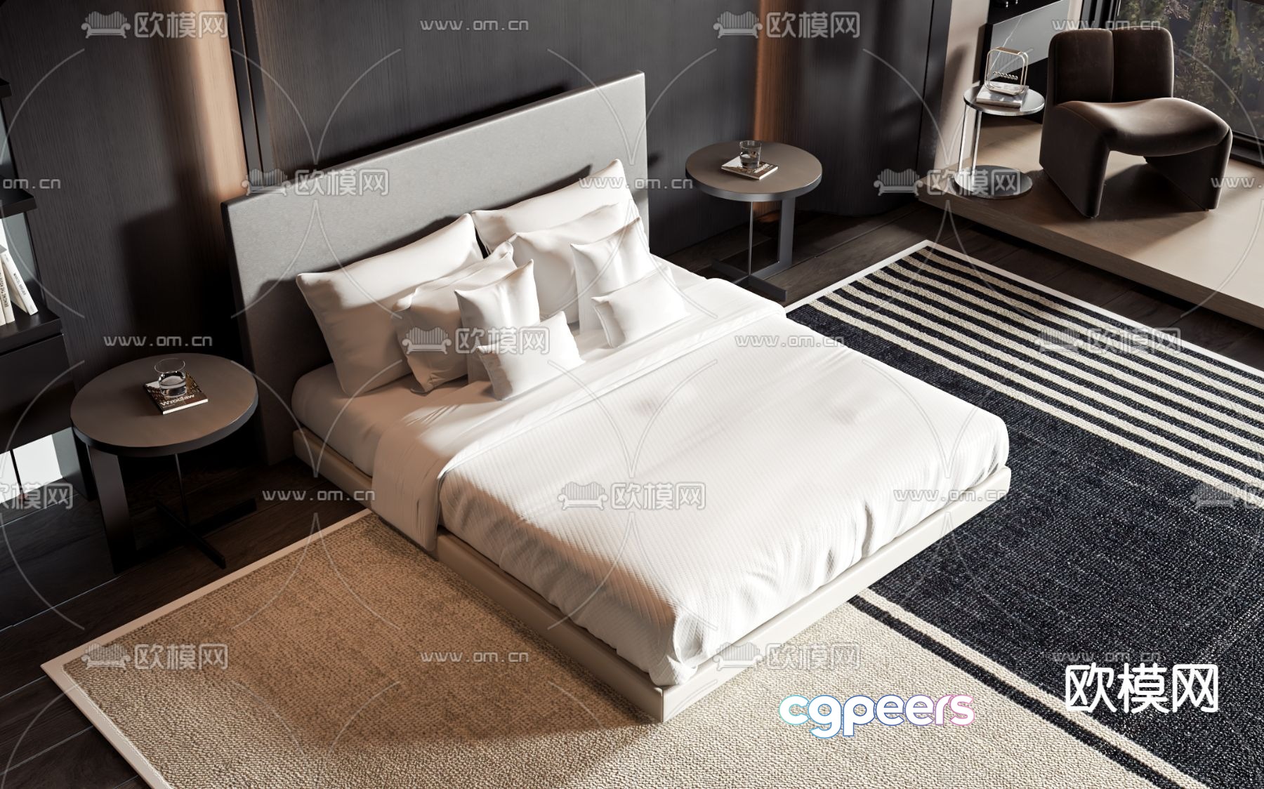Modern double bed 3d model Modern double bed 3d model