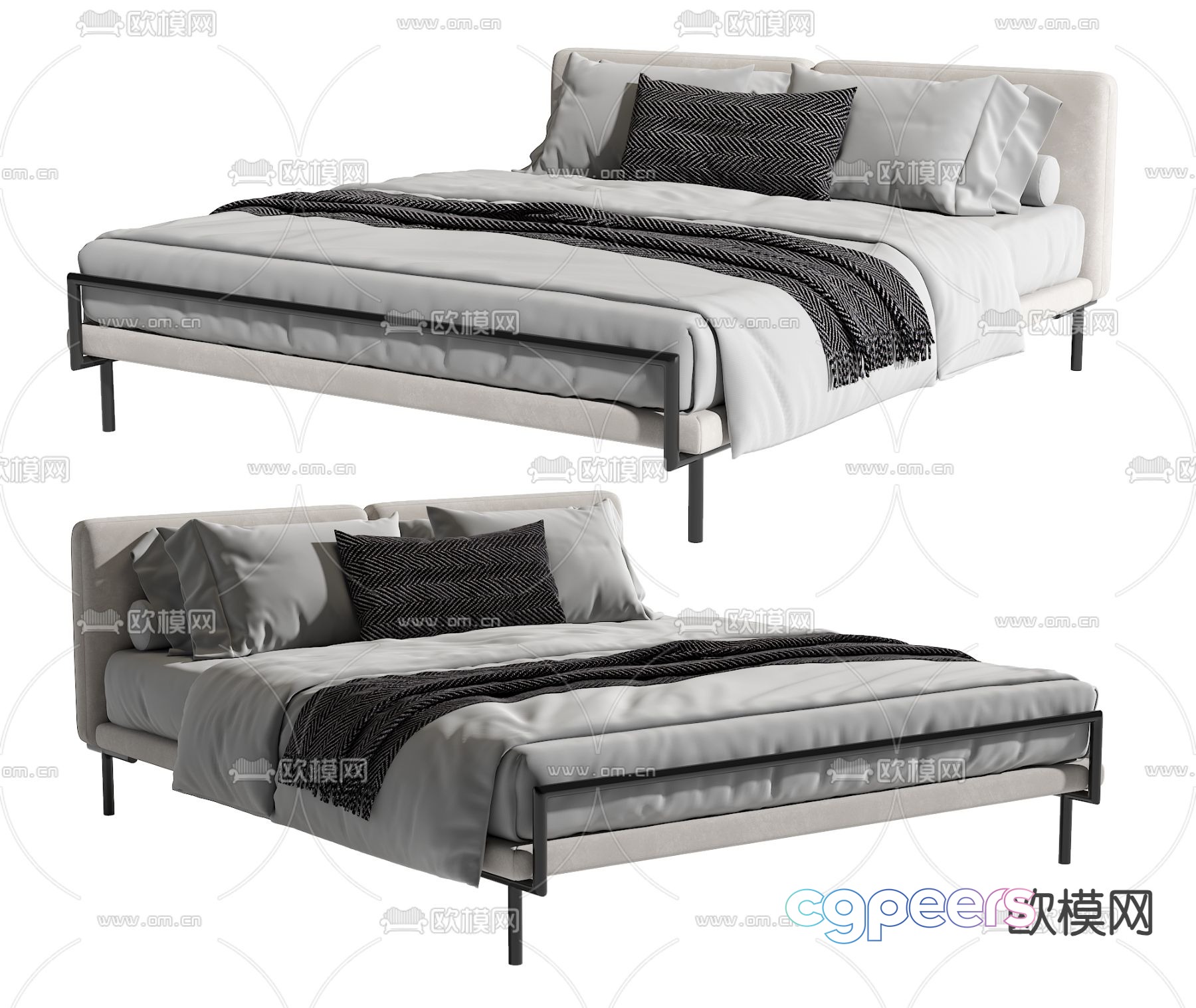 Modern double bed 3d model Modern double bed 3d model