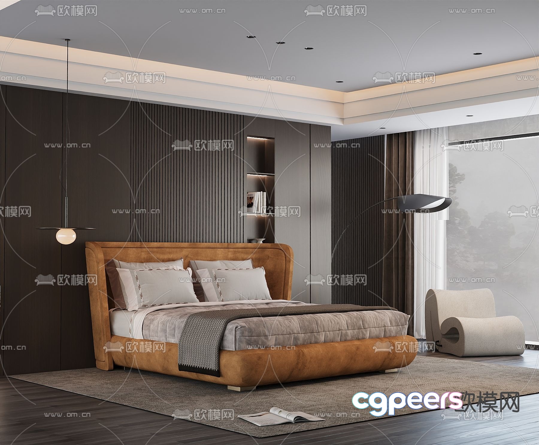Modern double bed 3d model Modern double bed 3d model