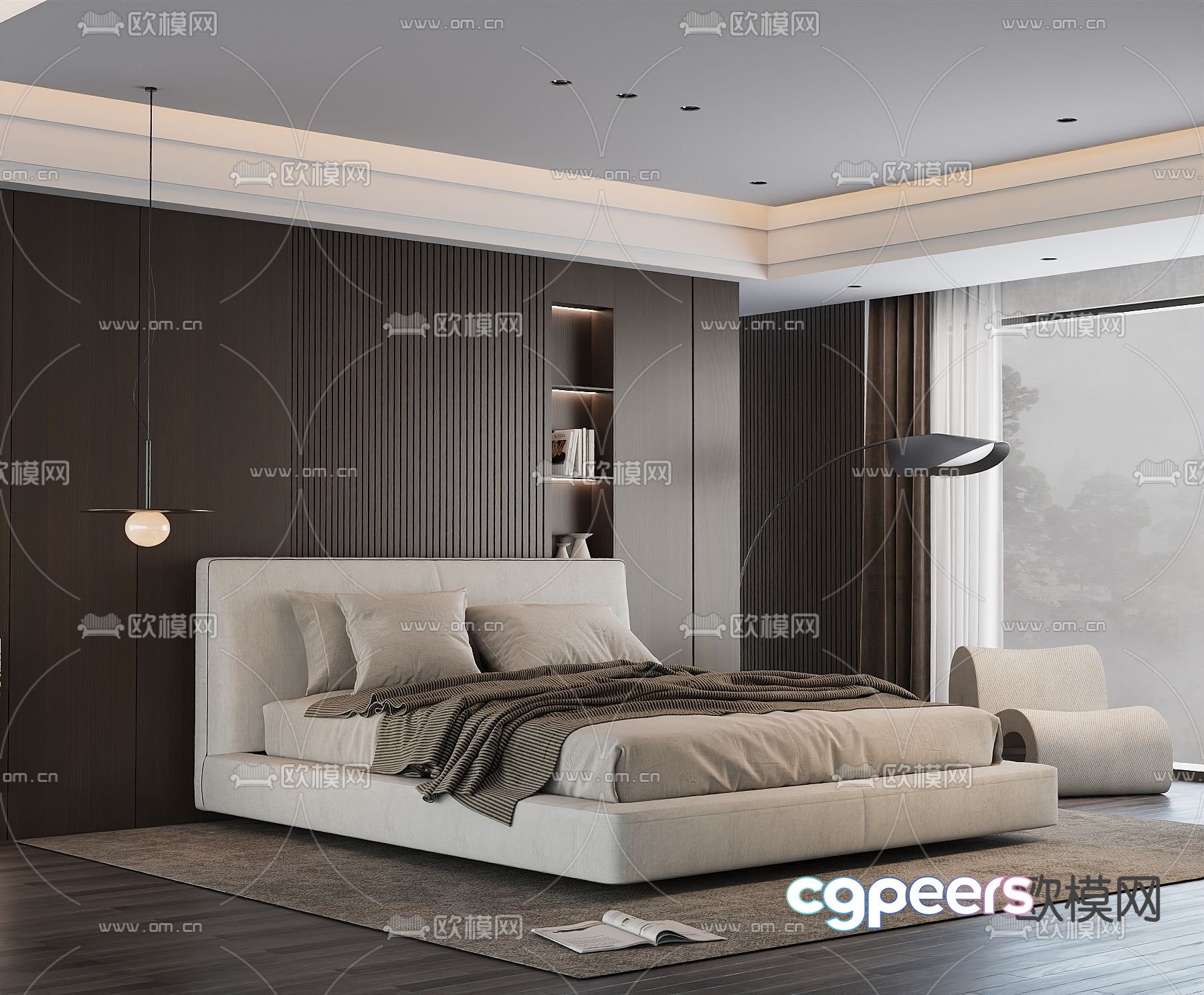 Modern double bed 3d model Modern double bed 3d model