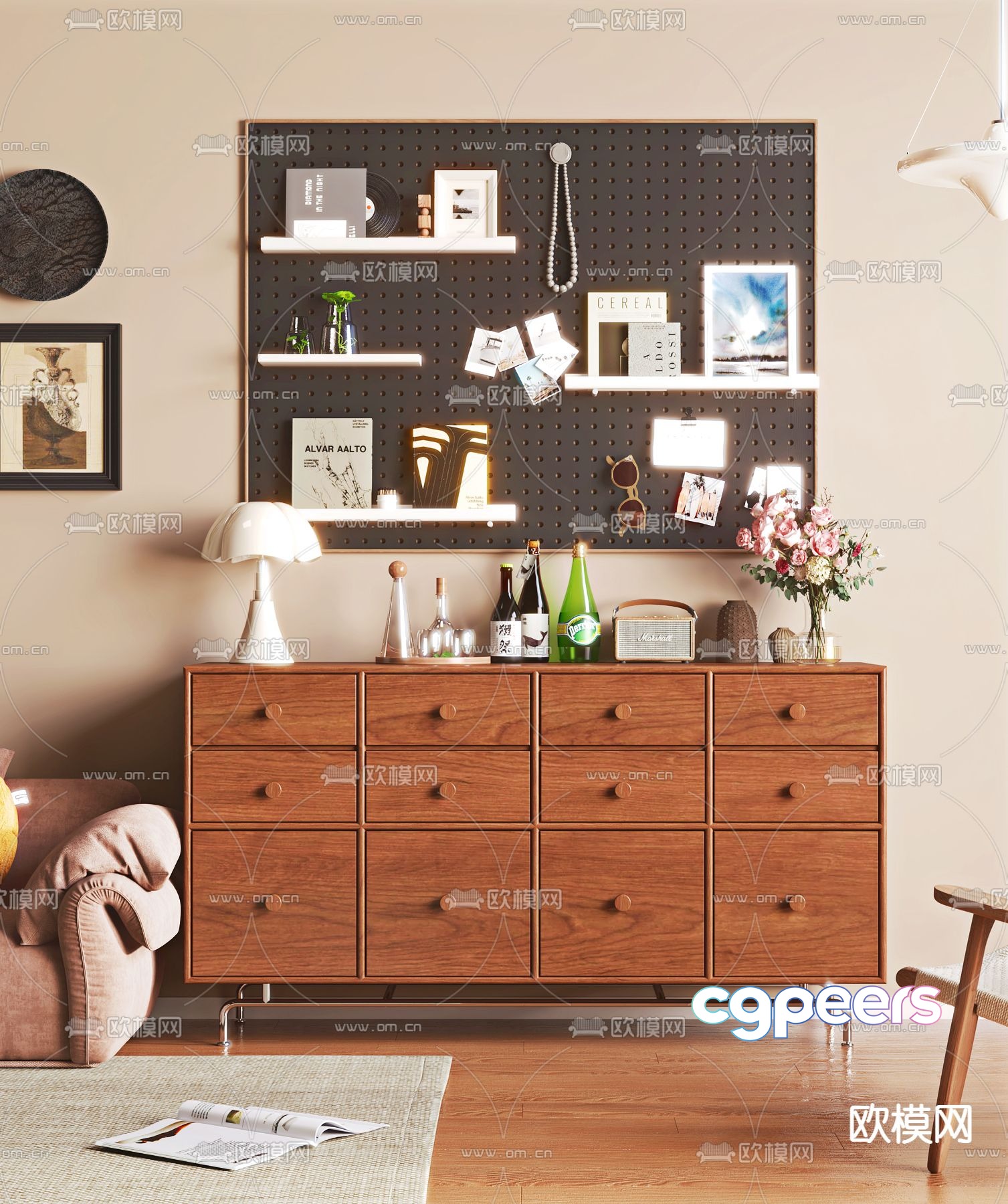 Middle-aged style chest of drawers sideboard 3D model Middle-aged style chest of drawers sideboard 3D model