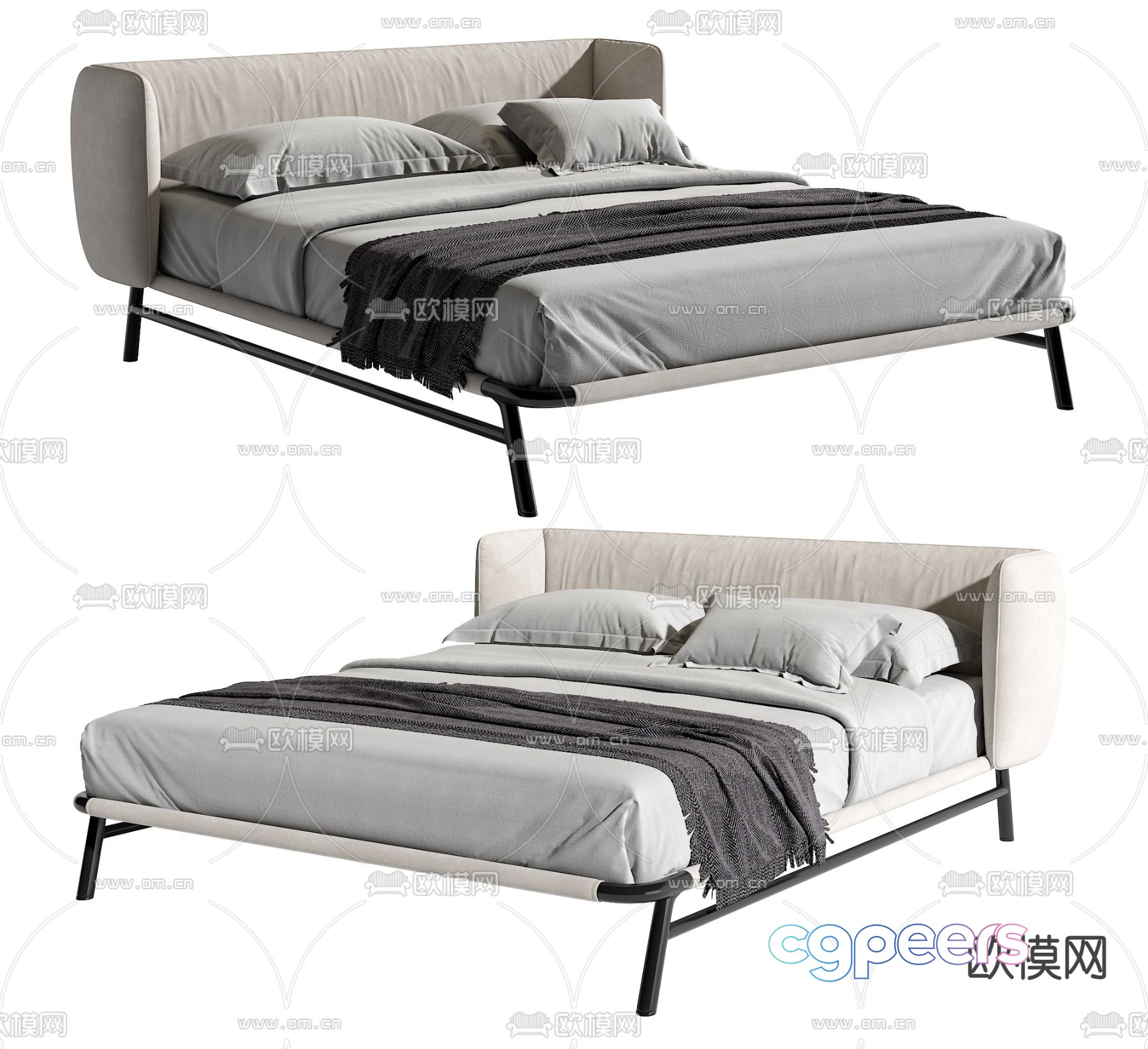 Modern double bed 3d model Modern double bed 3d model