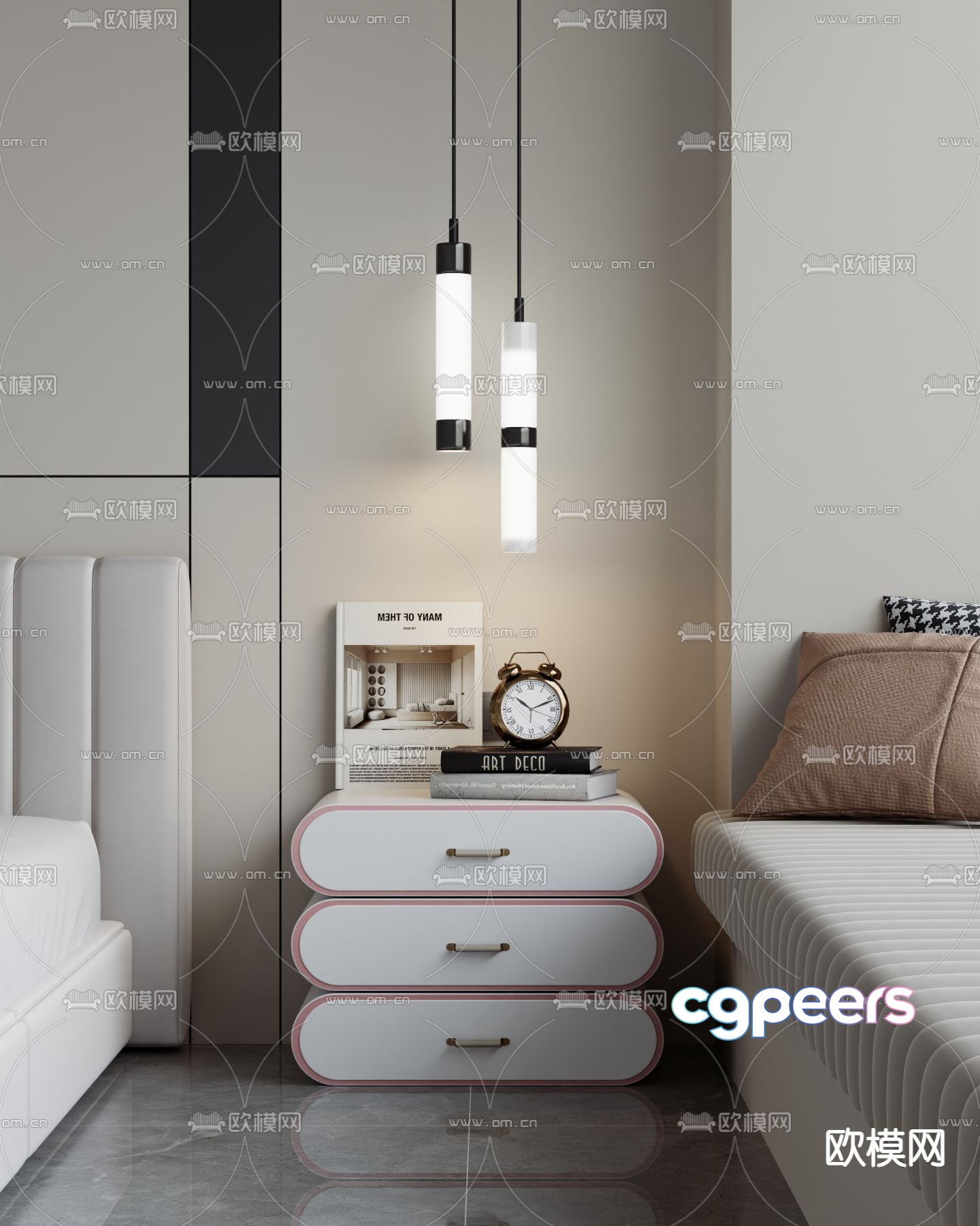 Modern bedside table 3d model Modern bedside table 3d model