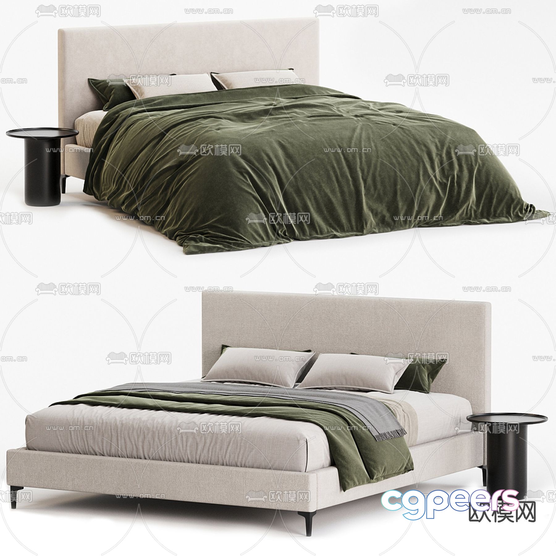 Modern double bed 3d model Modern double bed 3d model