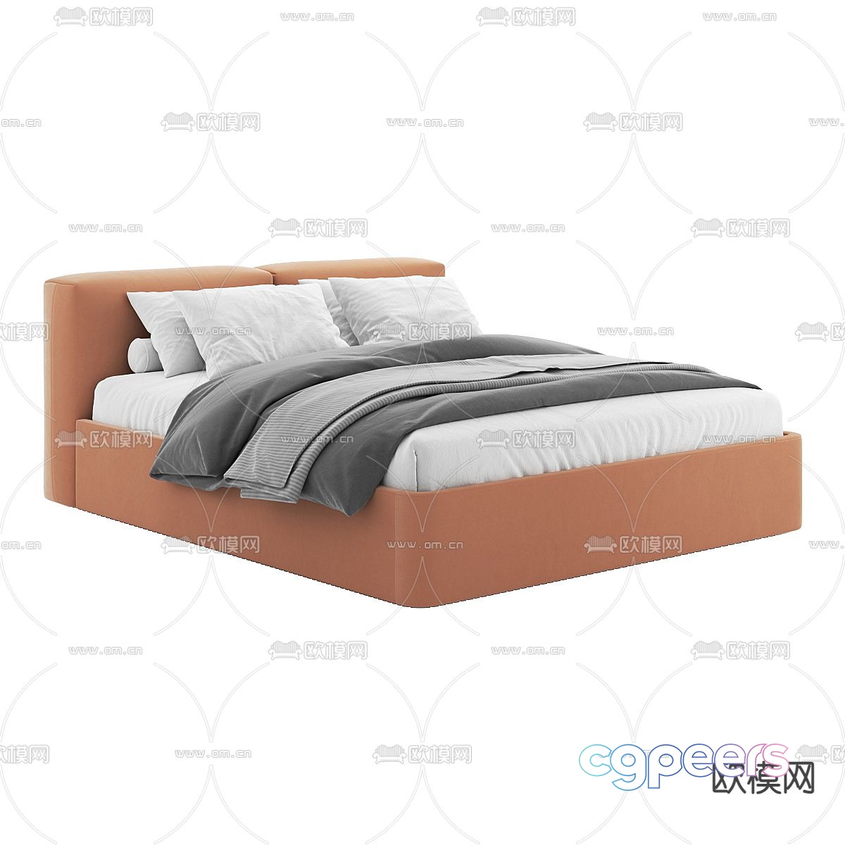 Modern double bed 3d model Modern double bed 3d model