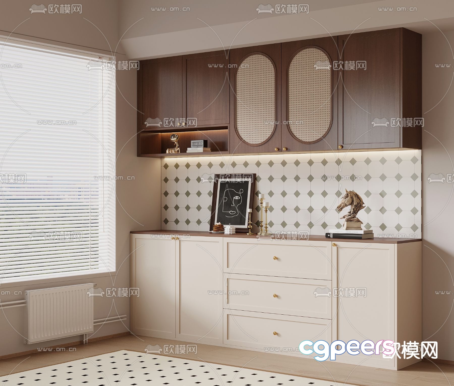 Middle-aged sideboard 3D model Middle-aged sideboard 3D model