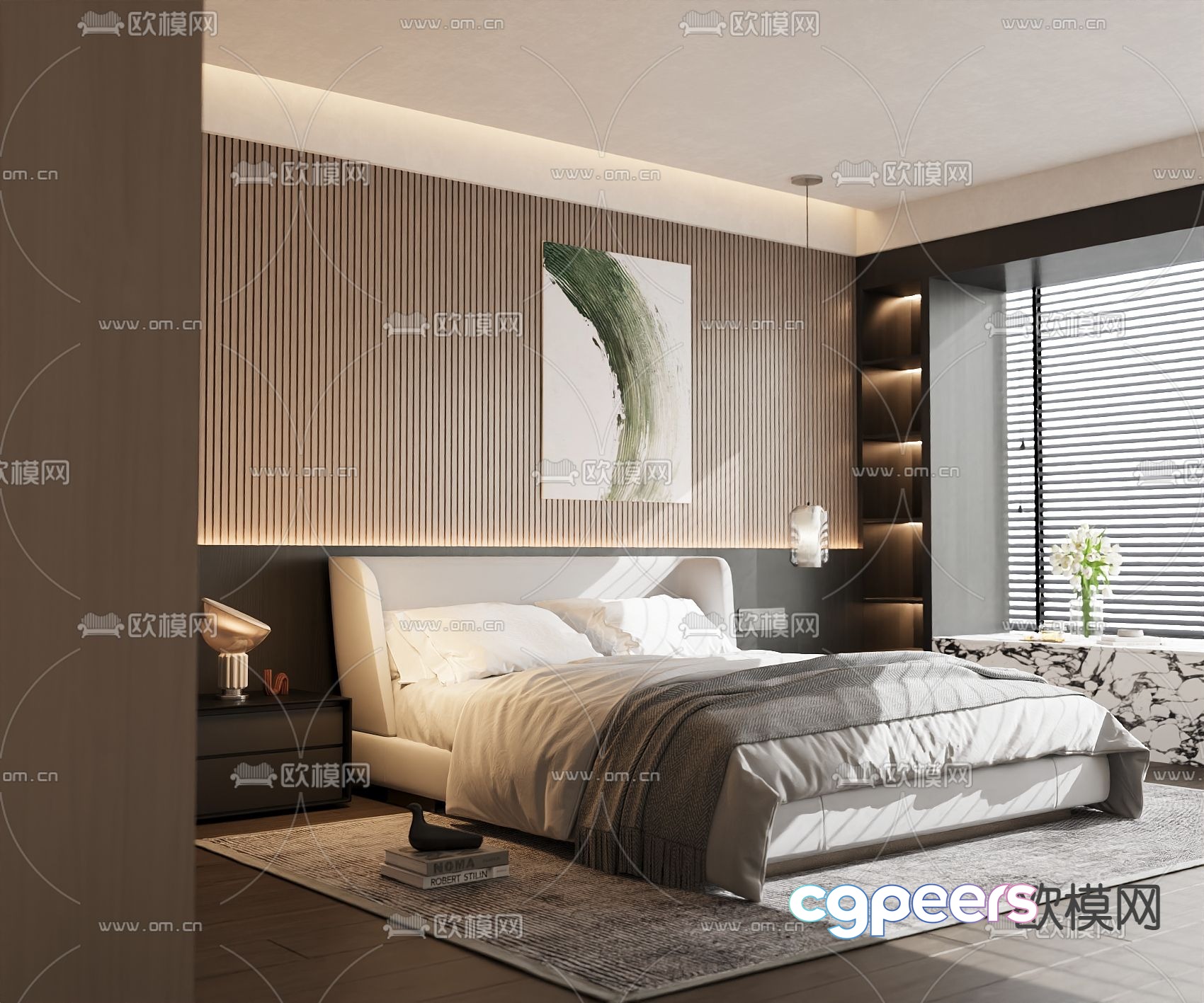 Modern double bed 3d model Modern double bed 3d model