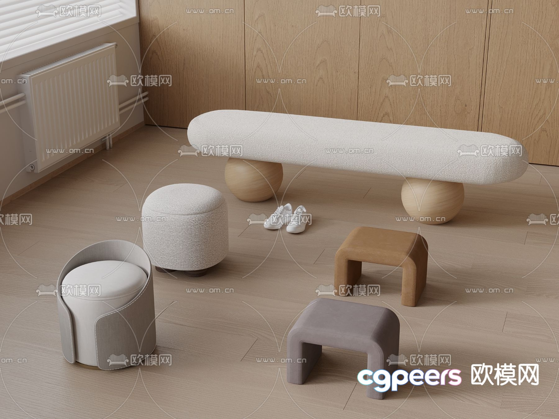 Modern stool sofa stool low stool 3d model Modern stool sofa stool low stool 3d model