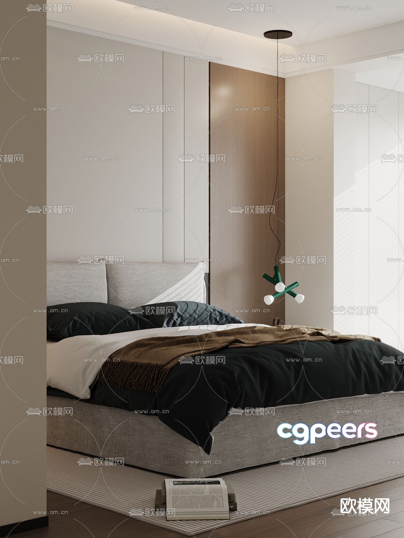 Modern double bed 3d model Modern double bed 3d model