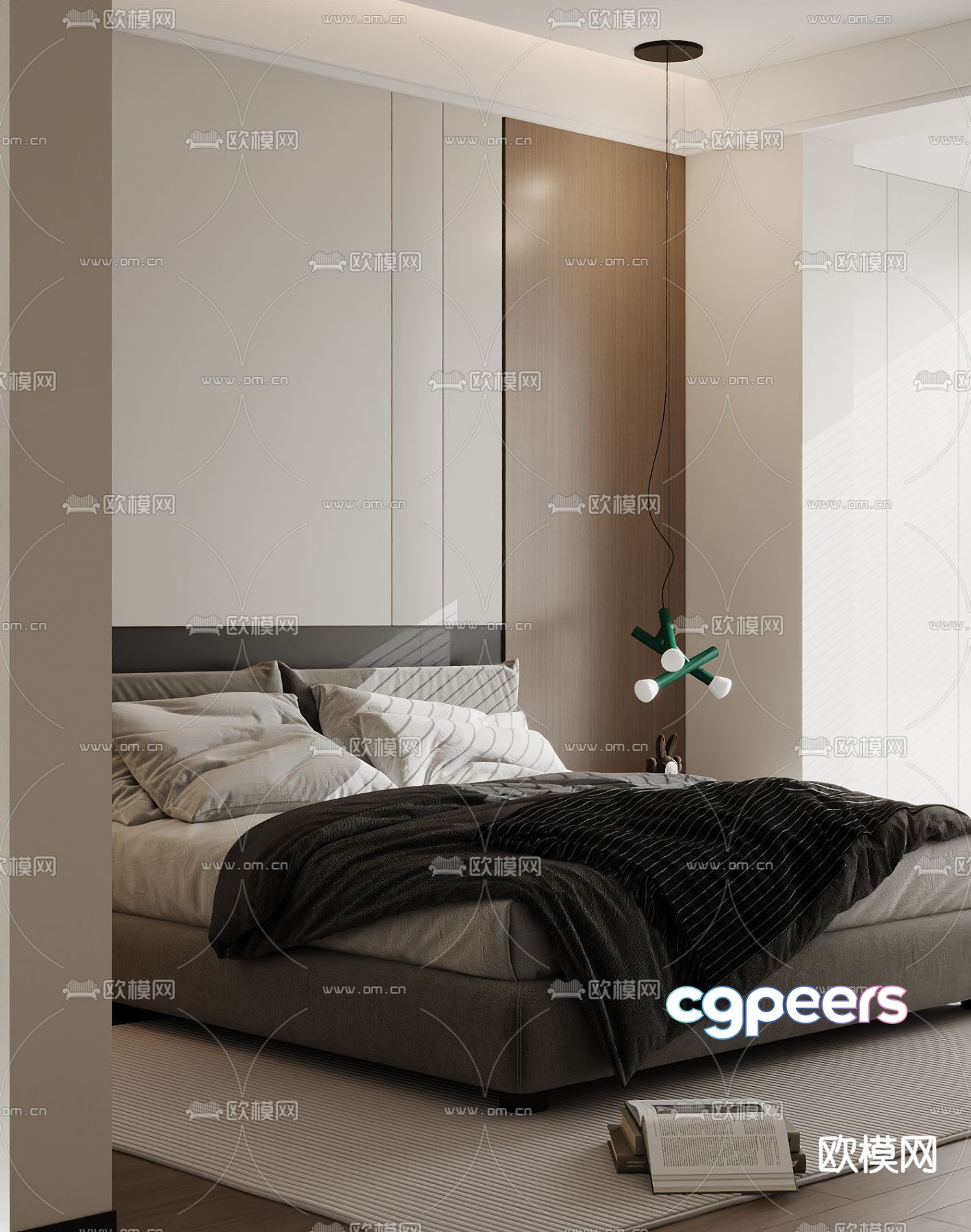 Modern double bed 3d model Modern double bed 3d model