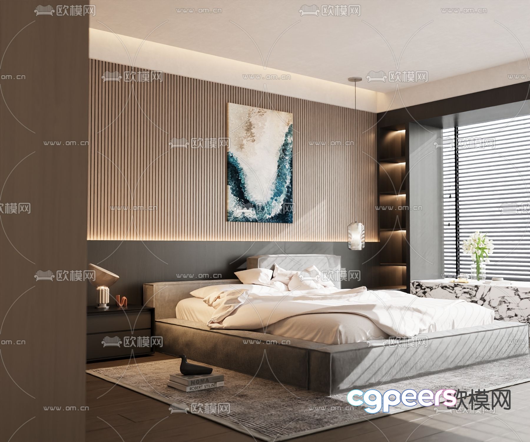 Modern double bed 3d model Modern double bed 3d model