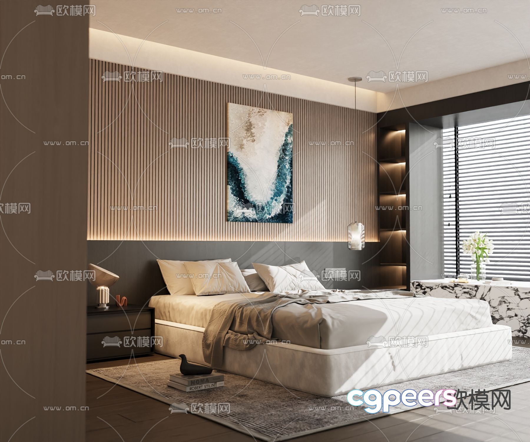 Modern double bed 3d model Modern double bed 3d model