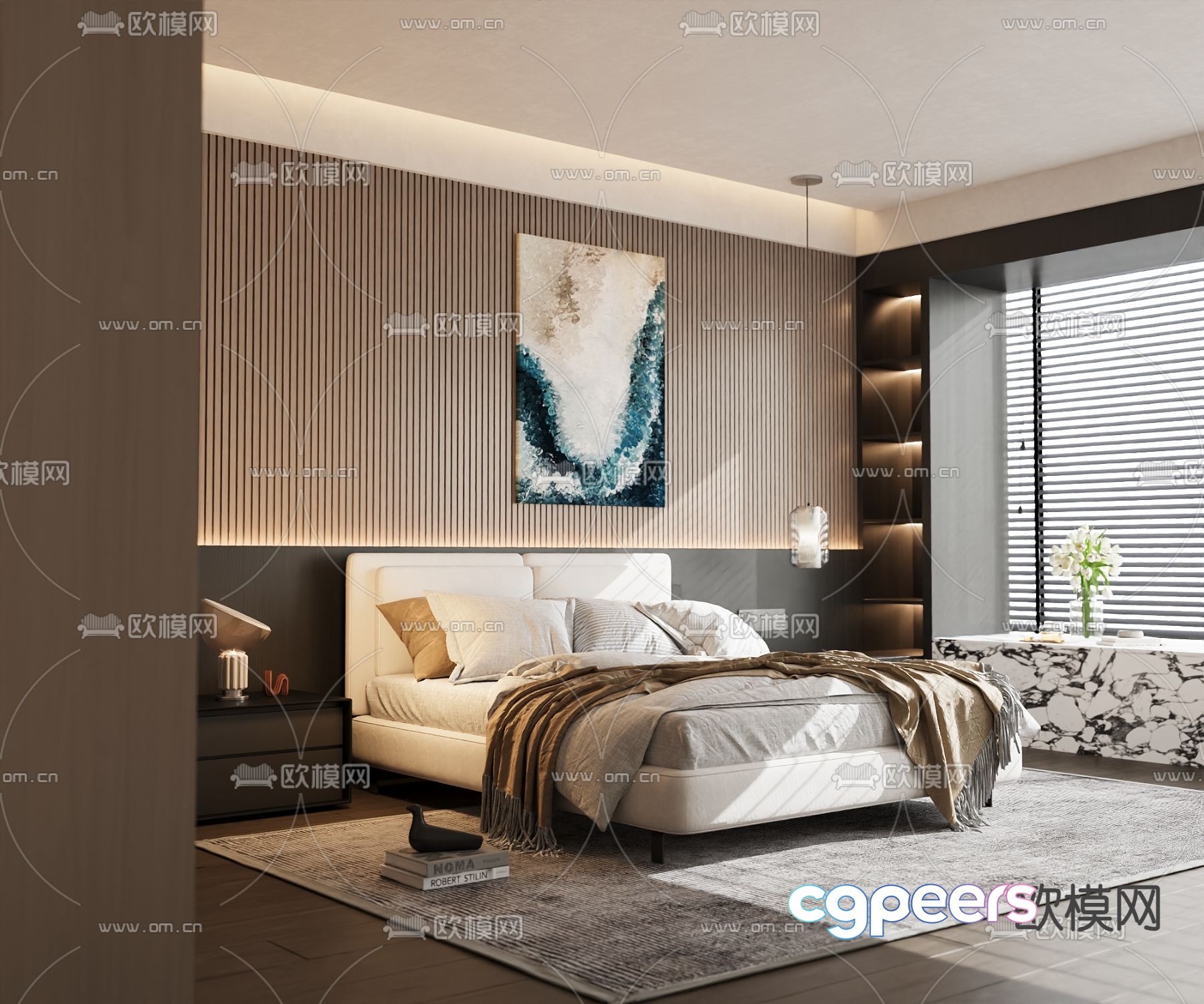 Modern double bed 3d model Modern double bed 3d model