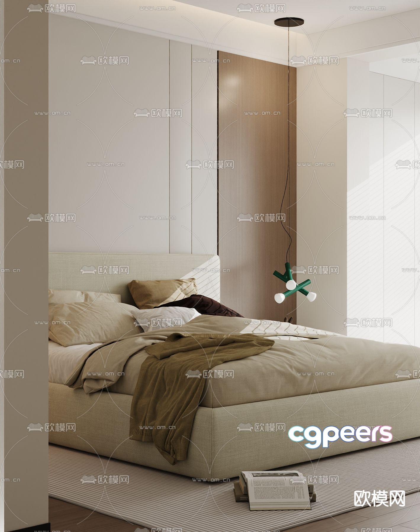 Modern double bed 3d model Modern double bed 3d model