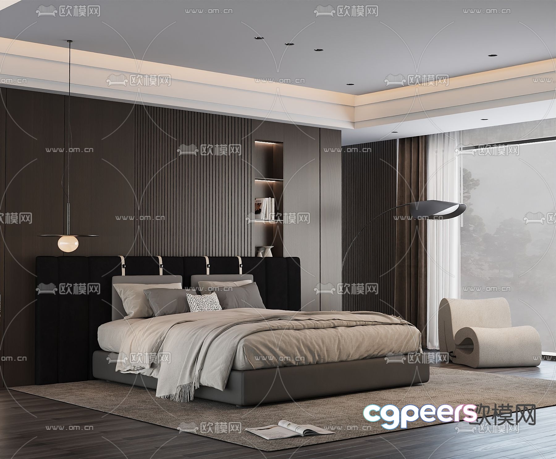 Modern double bed 3d model Modern double bed 3d model