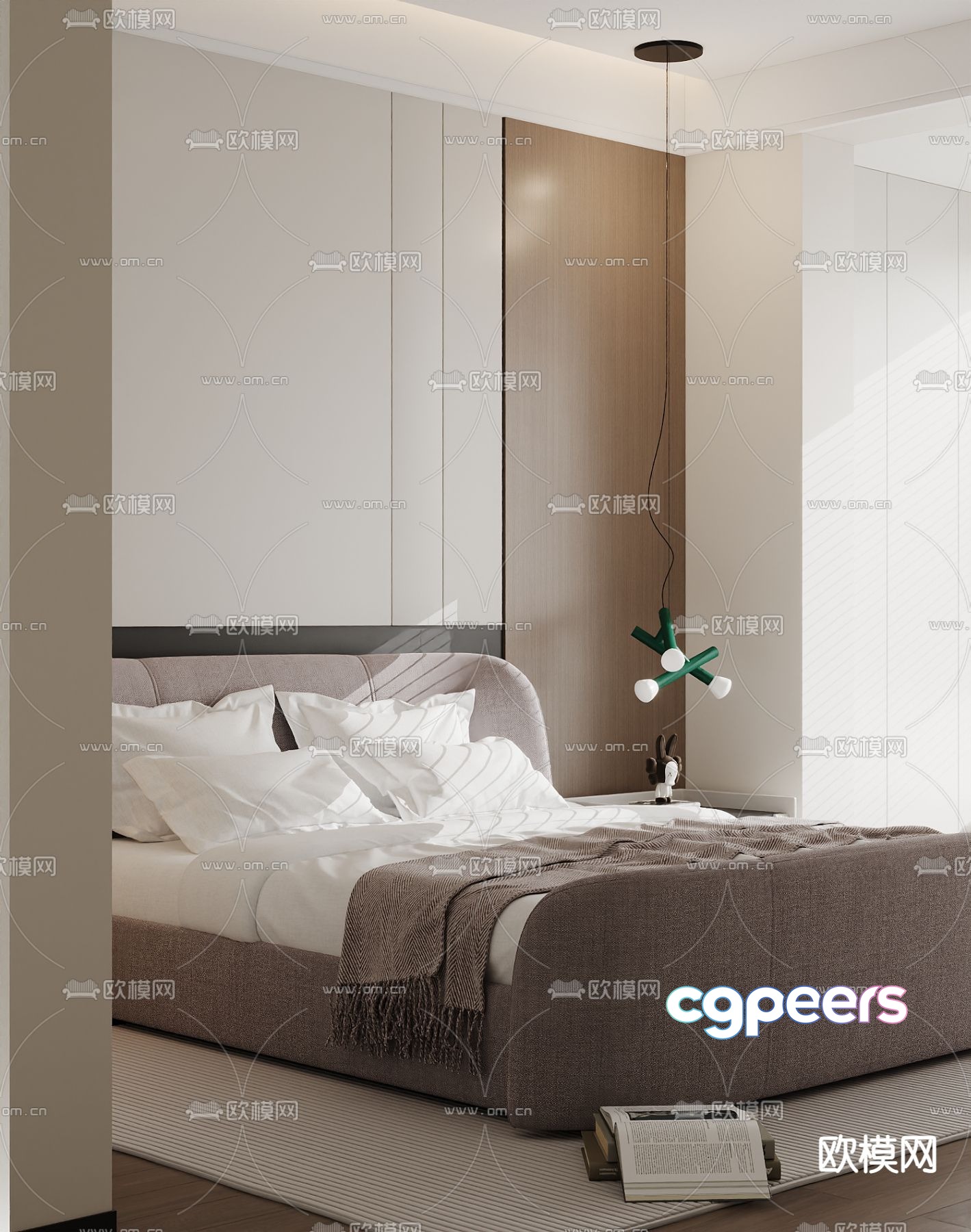 Modern double bed 3d model Modern double bed 3d model