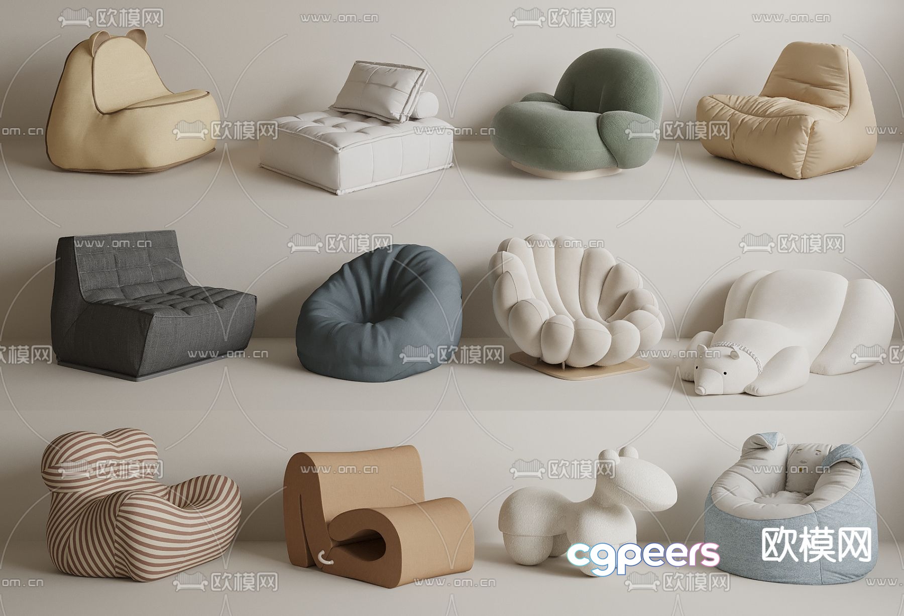 Single sofa beanbag sofa 3d model Single sofa beanbag sofa 3d model