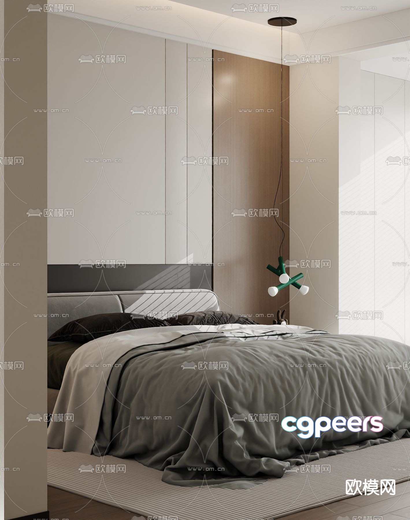 Modern double bed 3d model Modern double bed 3d model