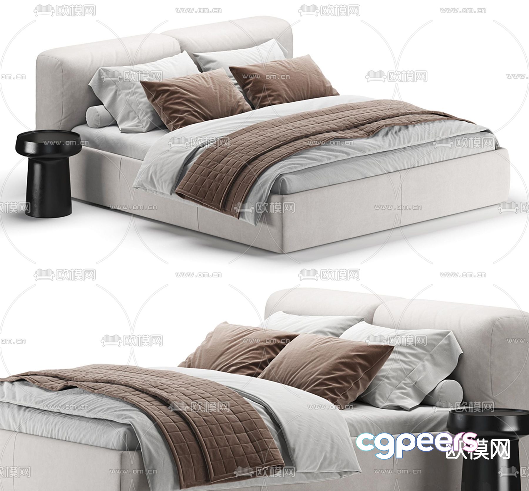 Modern double bed 3d model Modern double bed 3d model