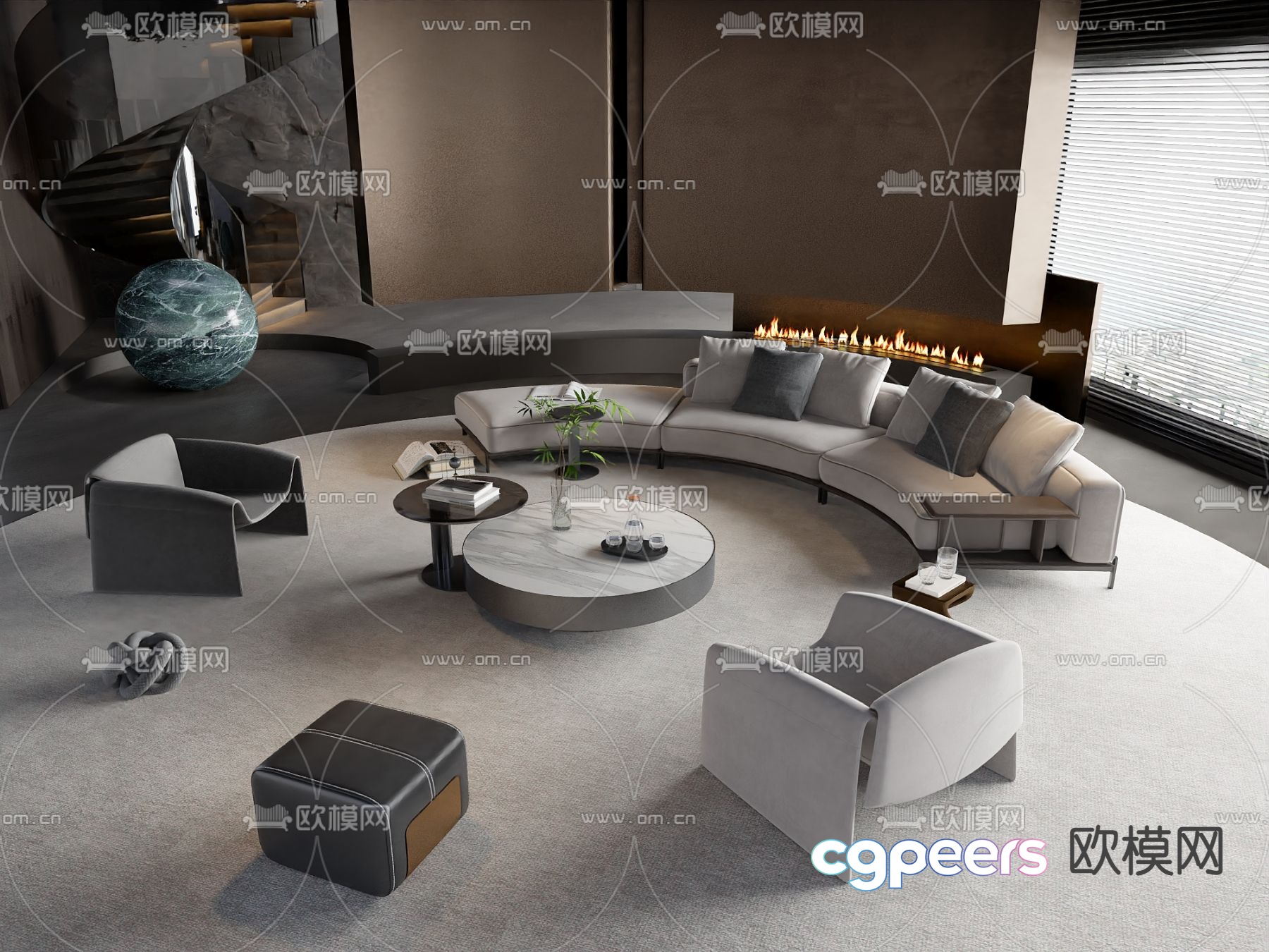 Italian style modular sofa curved sofa 3d model Italian style modular sofa curved sofa 3d model