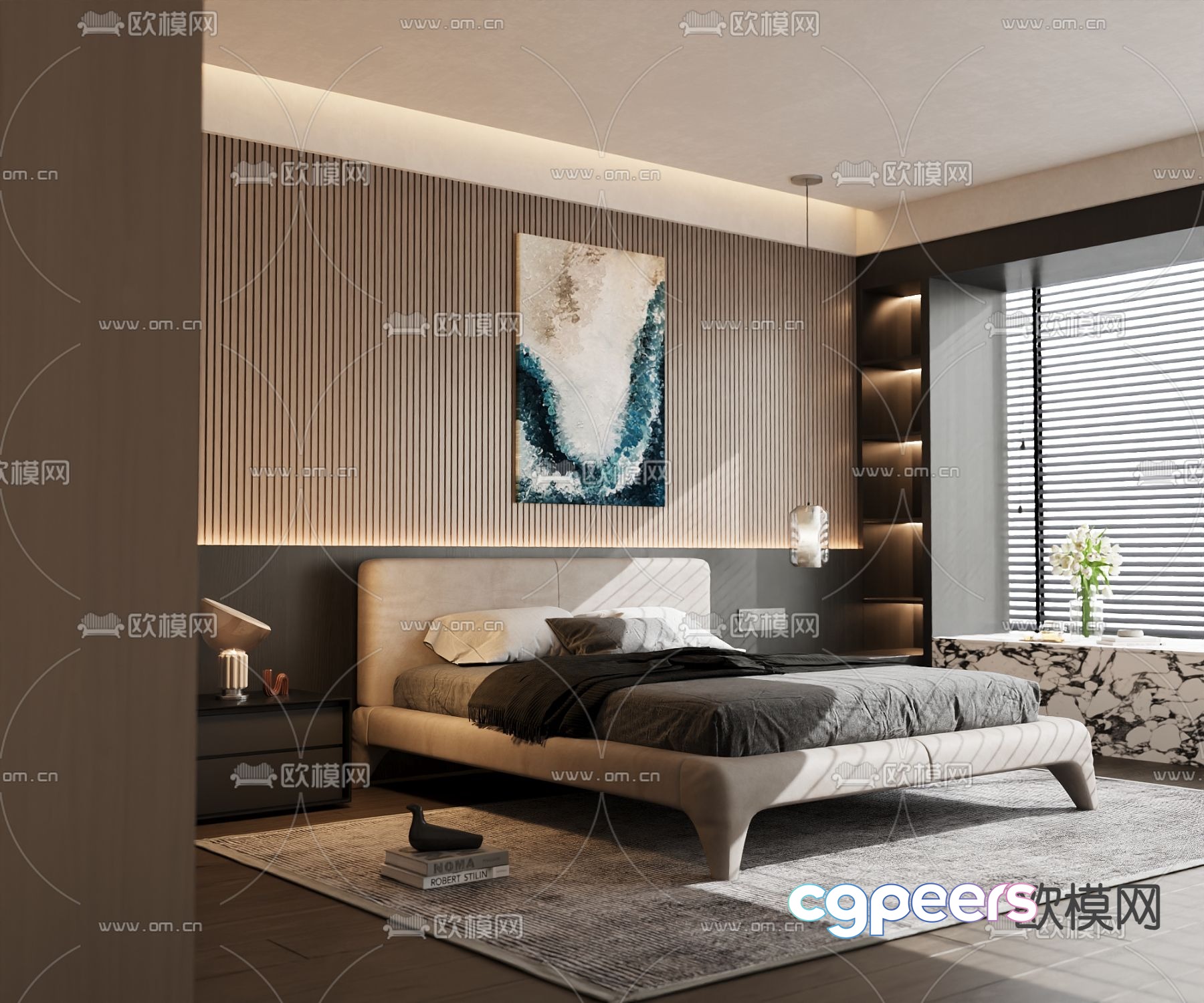 Modern double bed 3d model Modern double bed 3d model
