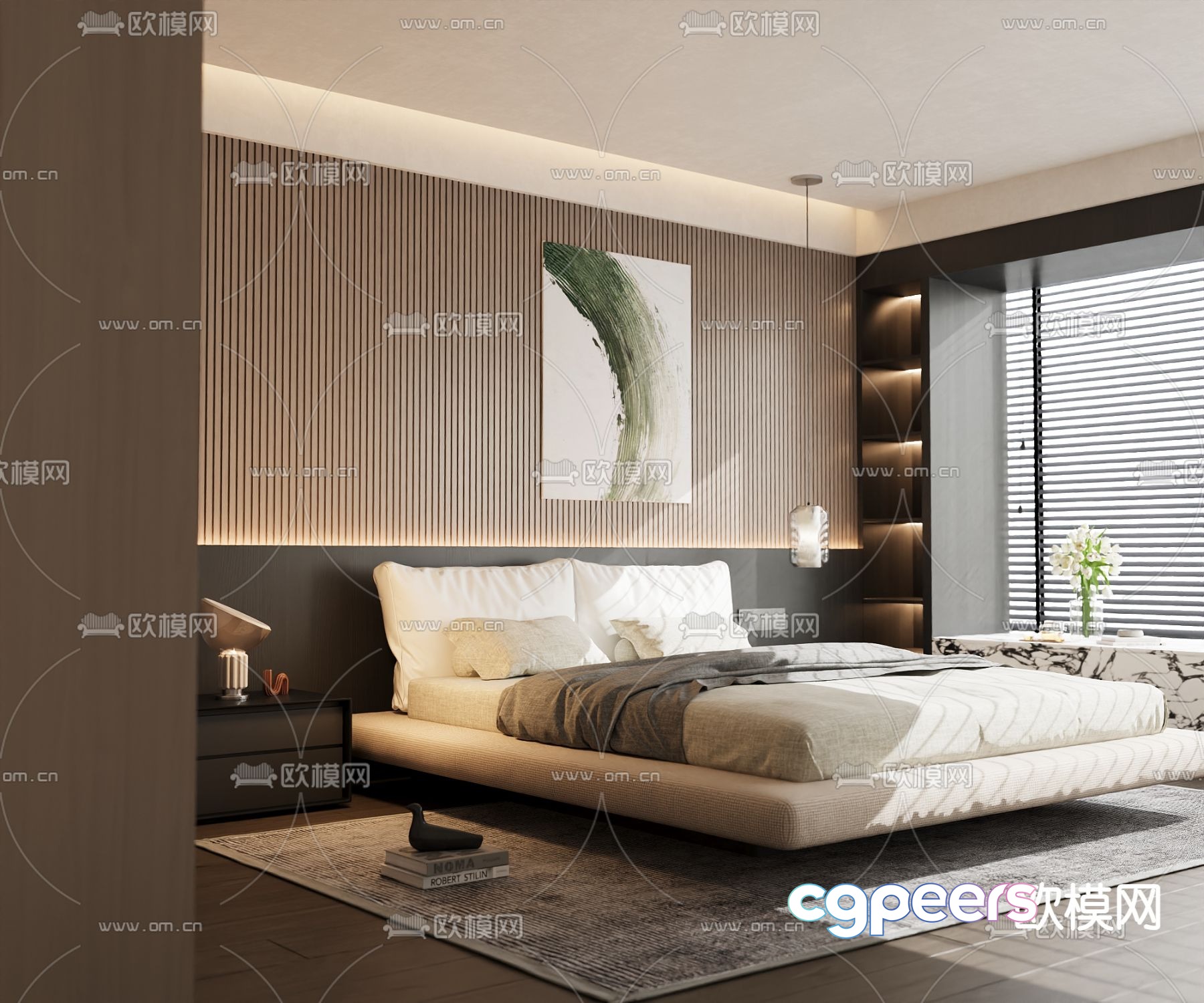 Modern double bed 3d model Modern double bed 3d model