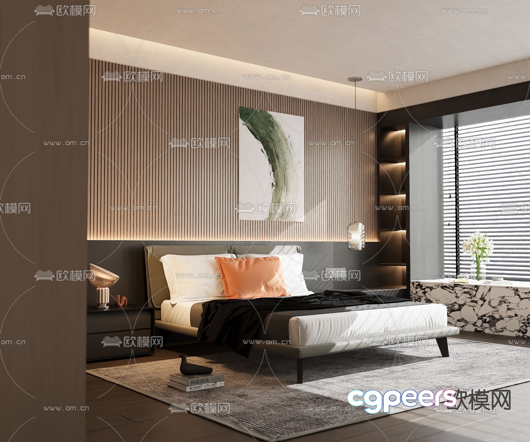 Modern double bed 3d model Modern double bed 3d model