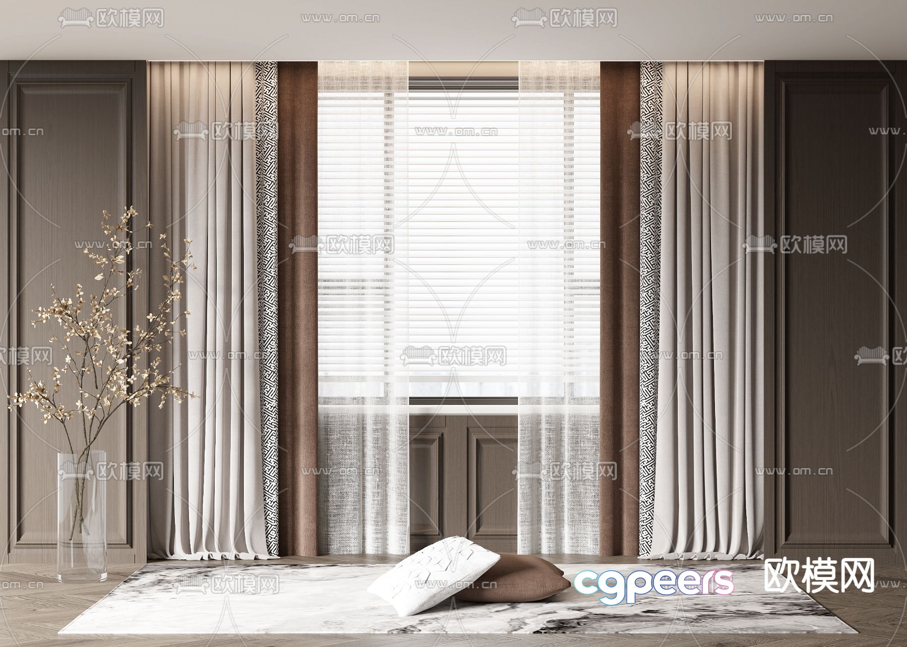 New Chinese curtains 3D model New Chinese curtains 3D model