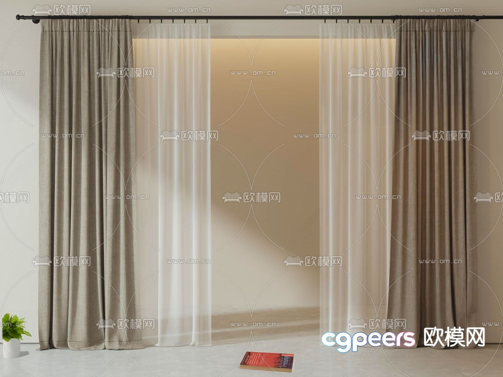 Creamy curtain window screen 3d model Creamy curtain window screen 3d model