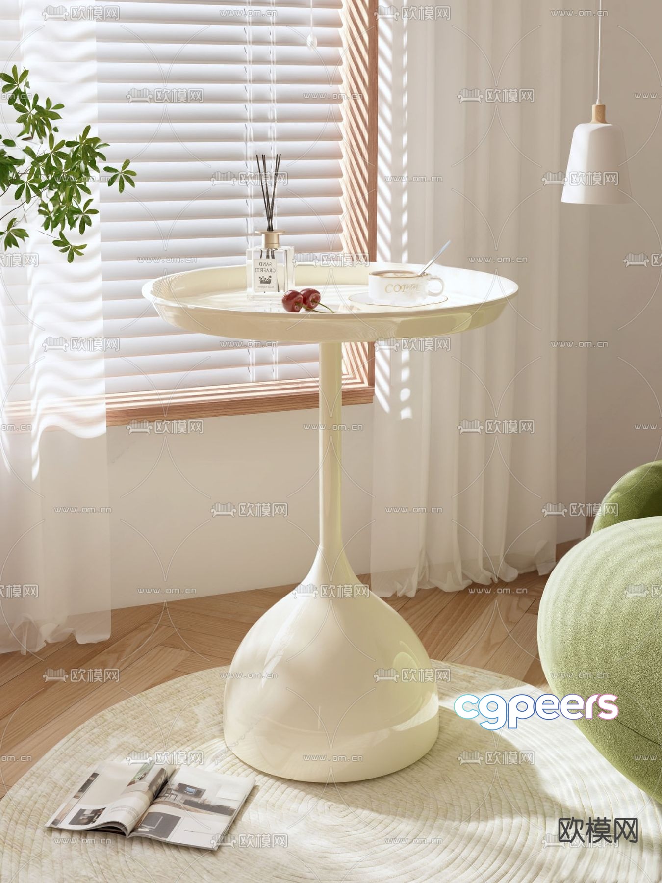 Creamy round table corner table side table 3D model Creamy round table corner table side table 3D model