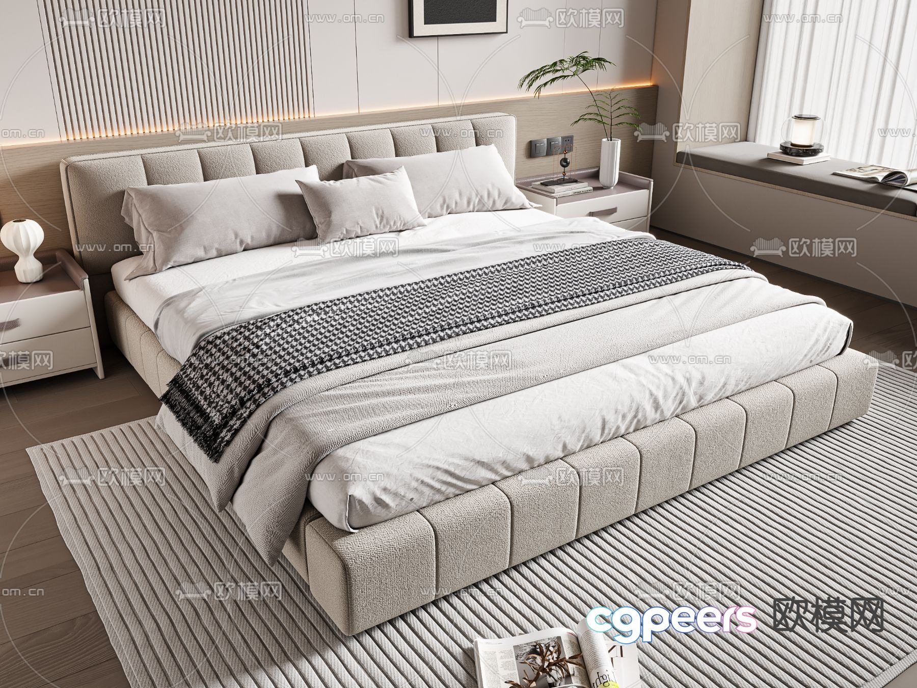 Modern double bed 3d model Modern double bed 3d model