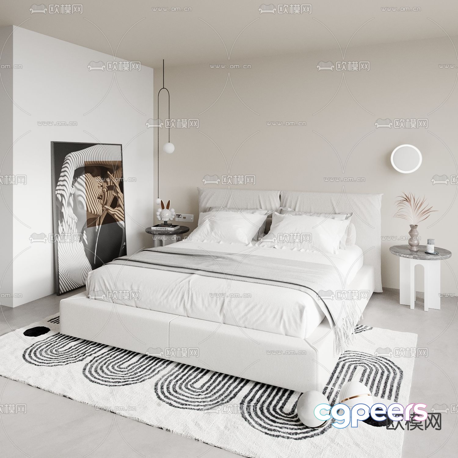 Modern double bed 3d model Modern double bed 3d model