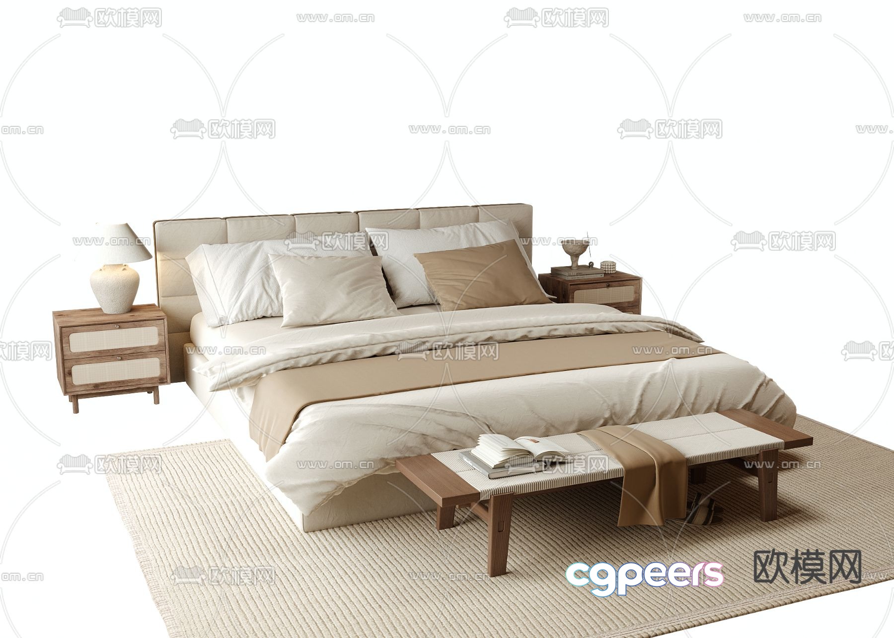 Modern double bed 3d model Modern double bed 3d model