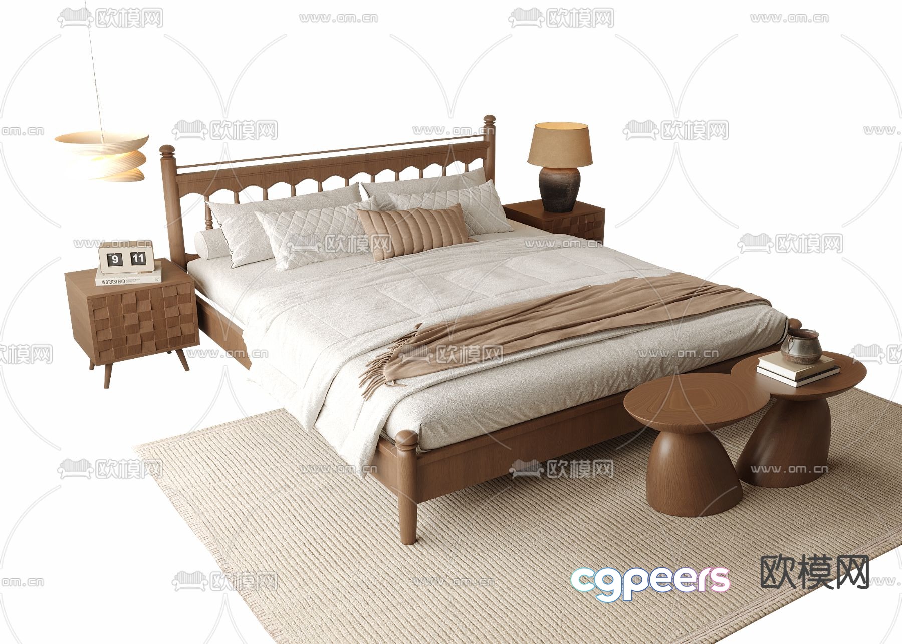 Medieval style double bed 3d model Medieval style double bed 3d model