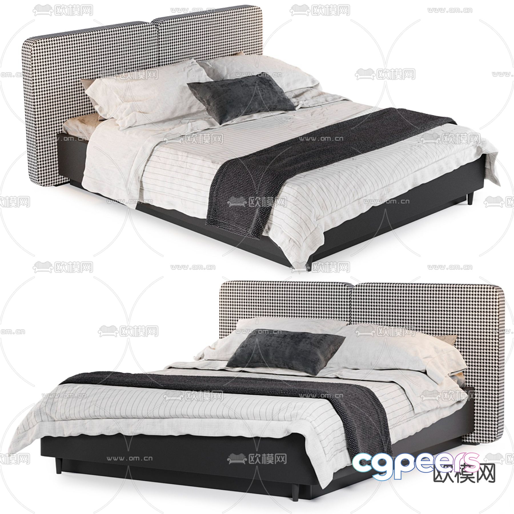 Modern double bed 3d model Modern double bed 3d model