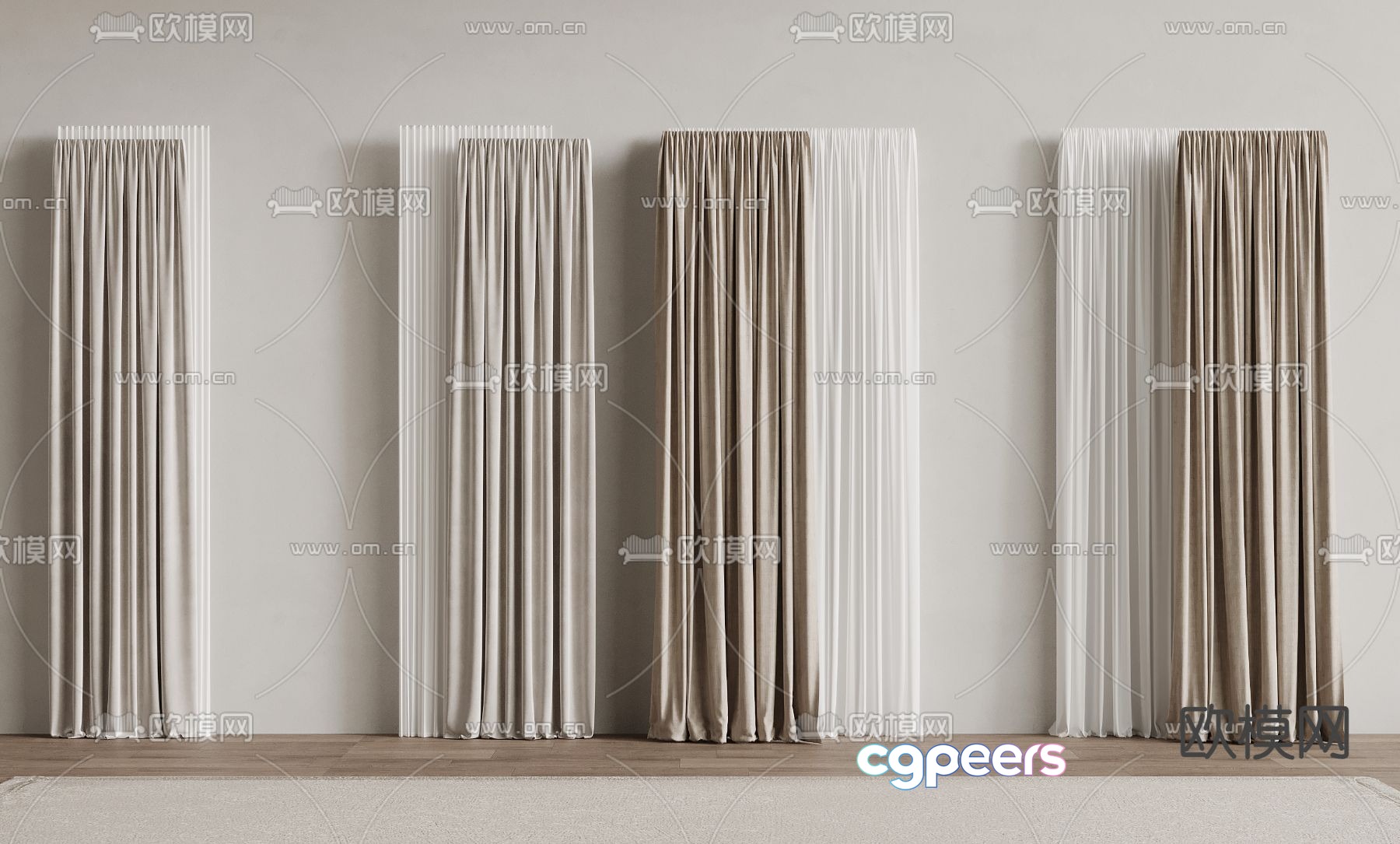 Plain curtains 3d model Plain curtains 3d model