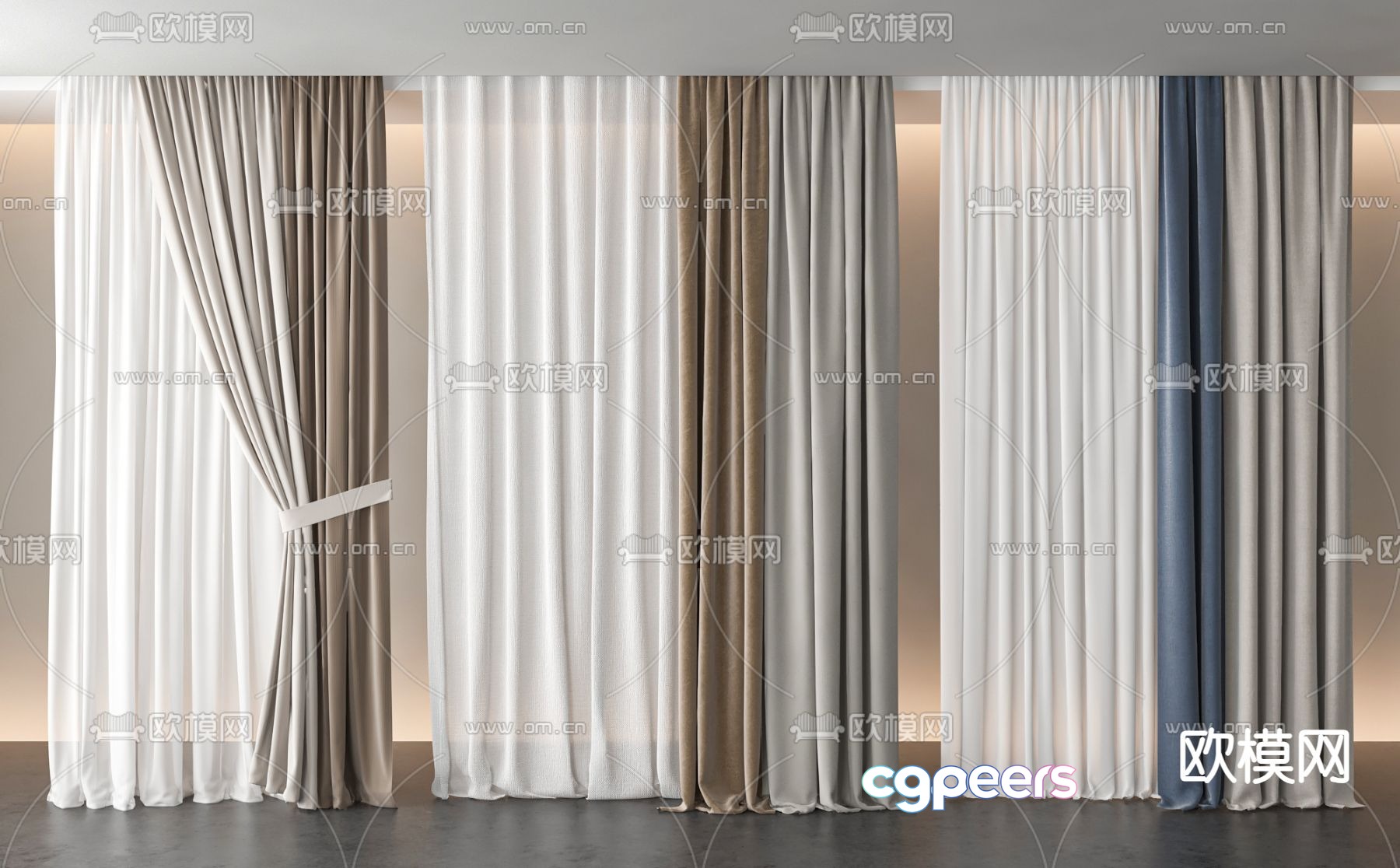 Plain curtains 3d model Plain curtains 3d model