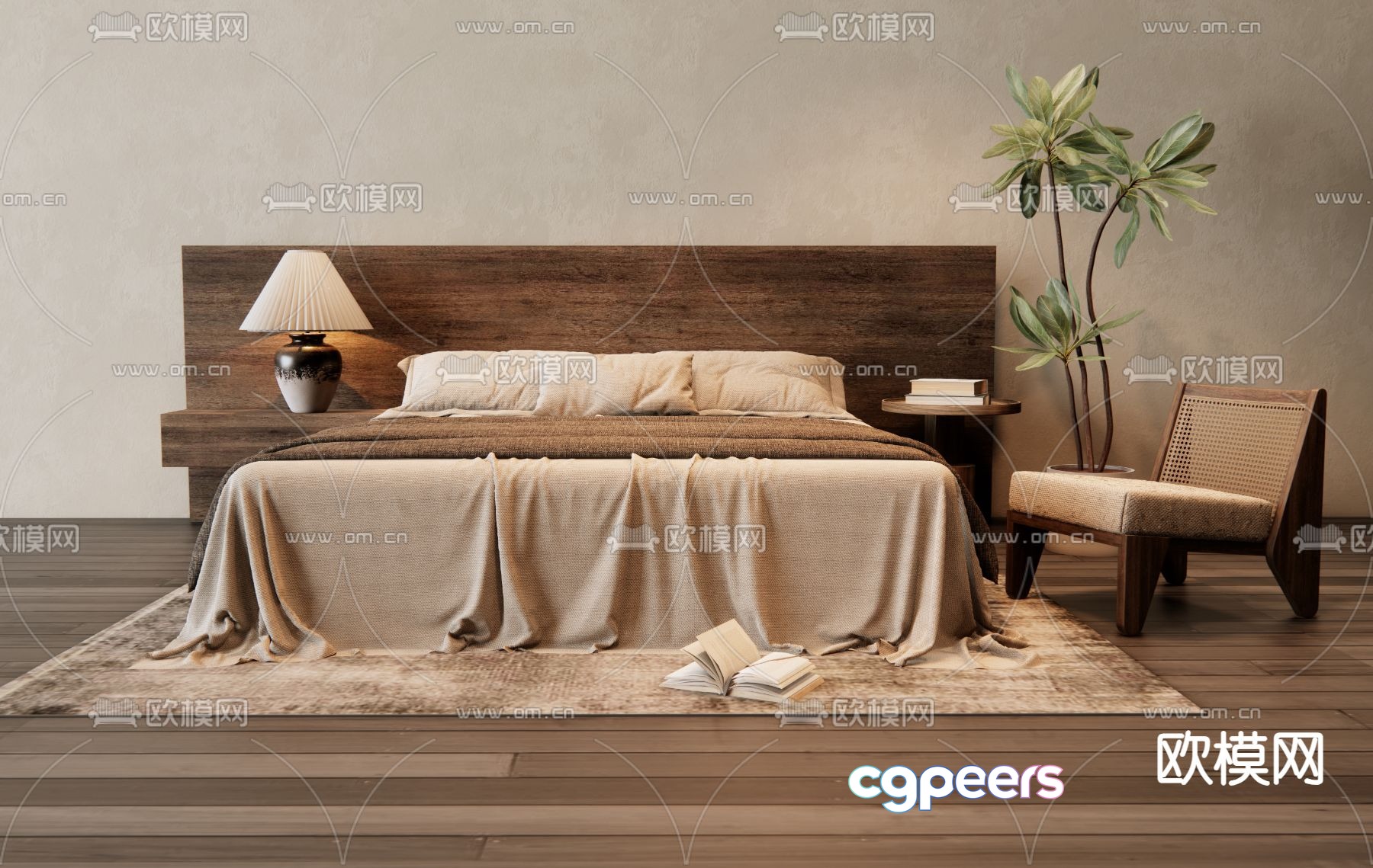 Medieval style double bed 3d model Medieval style double bed 3d model