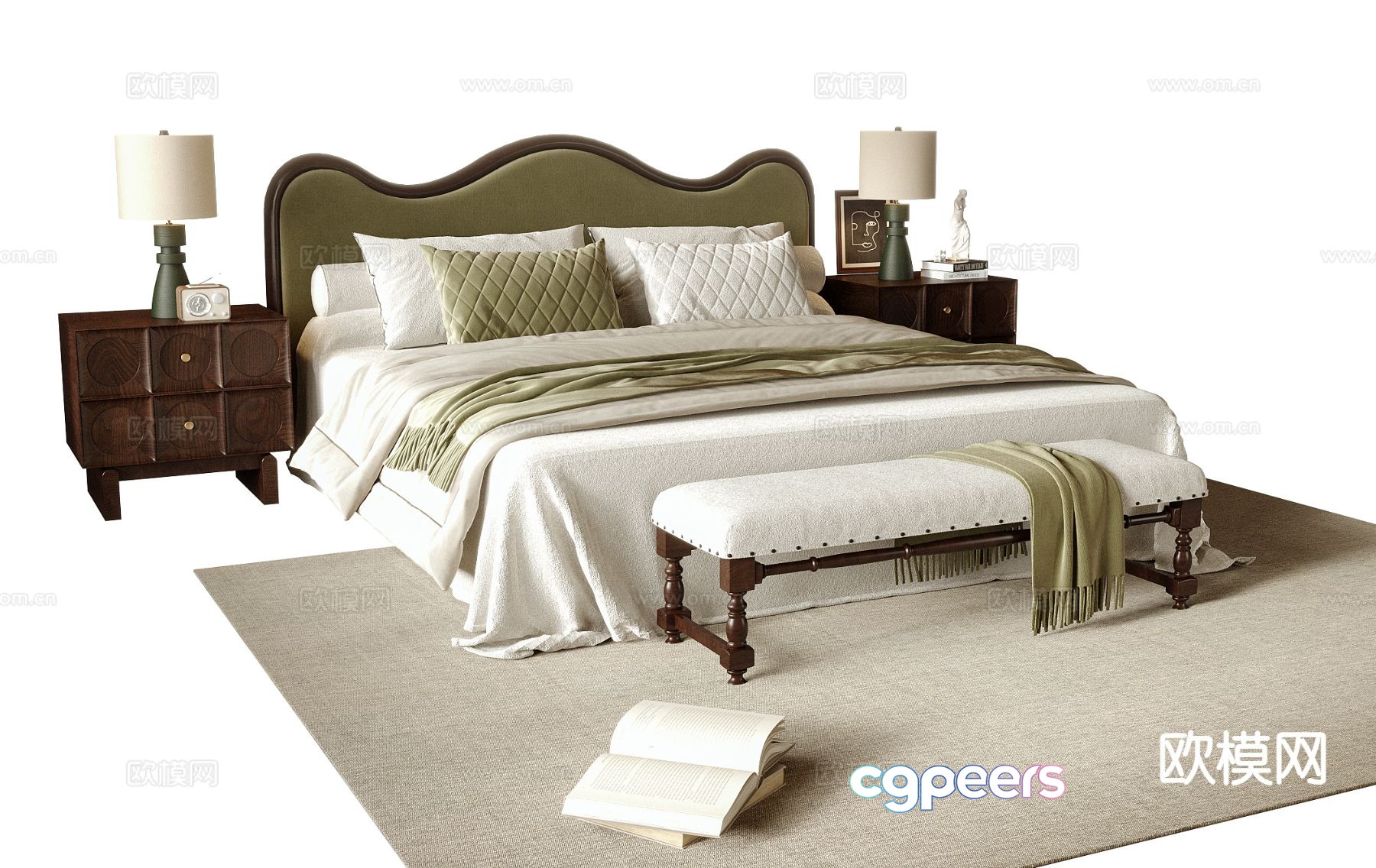 French double bed 3d model French double bed 3d model