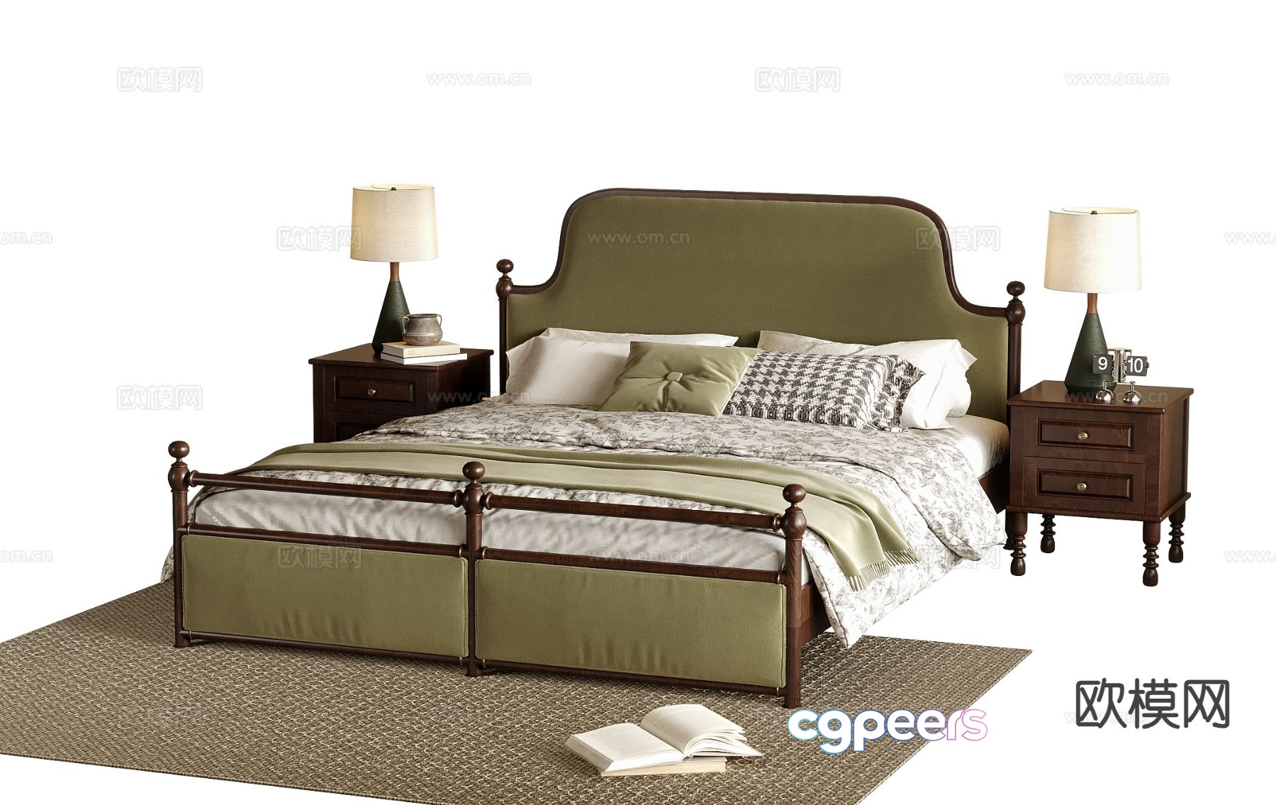 French double bed 3d model French double bed 3d model