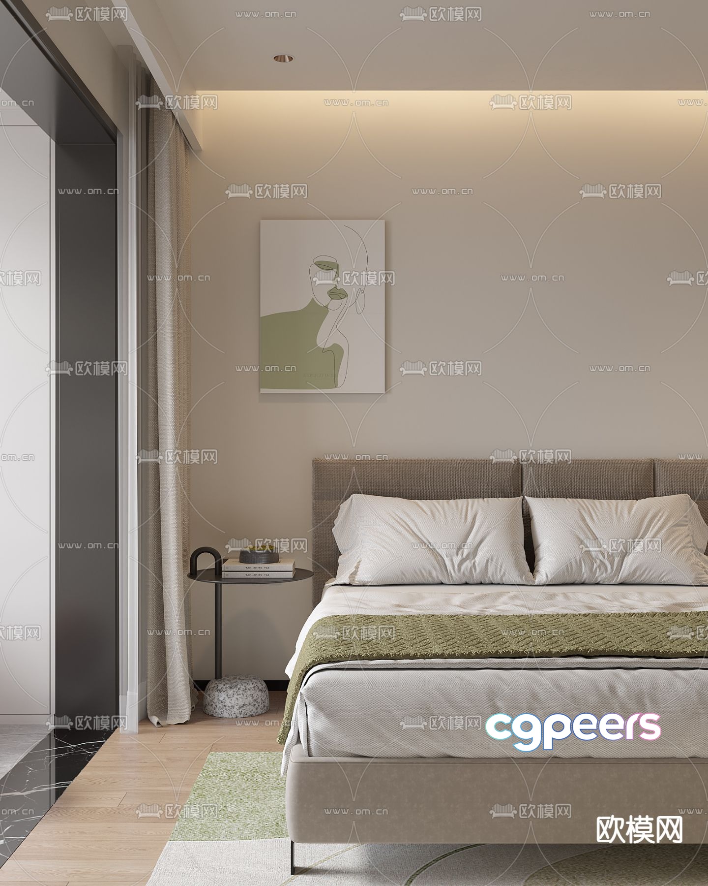 Modern double bed 3d model Modern double bed 3d model