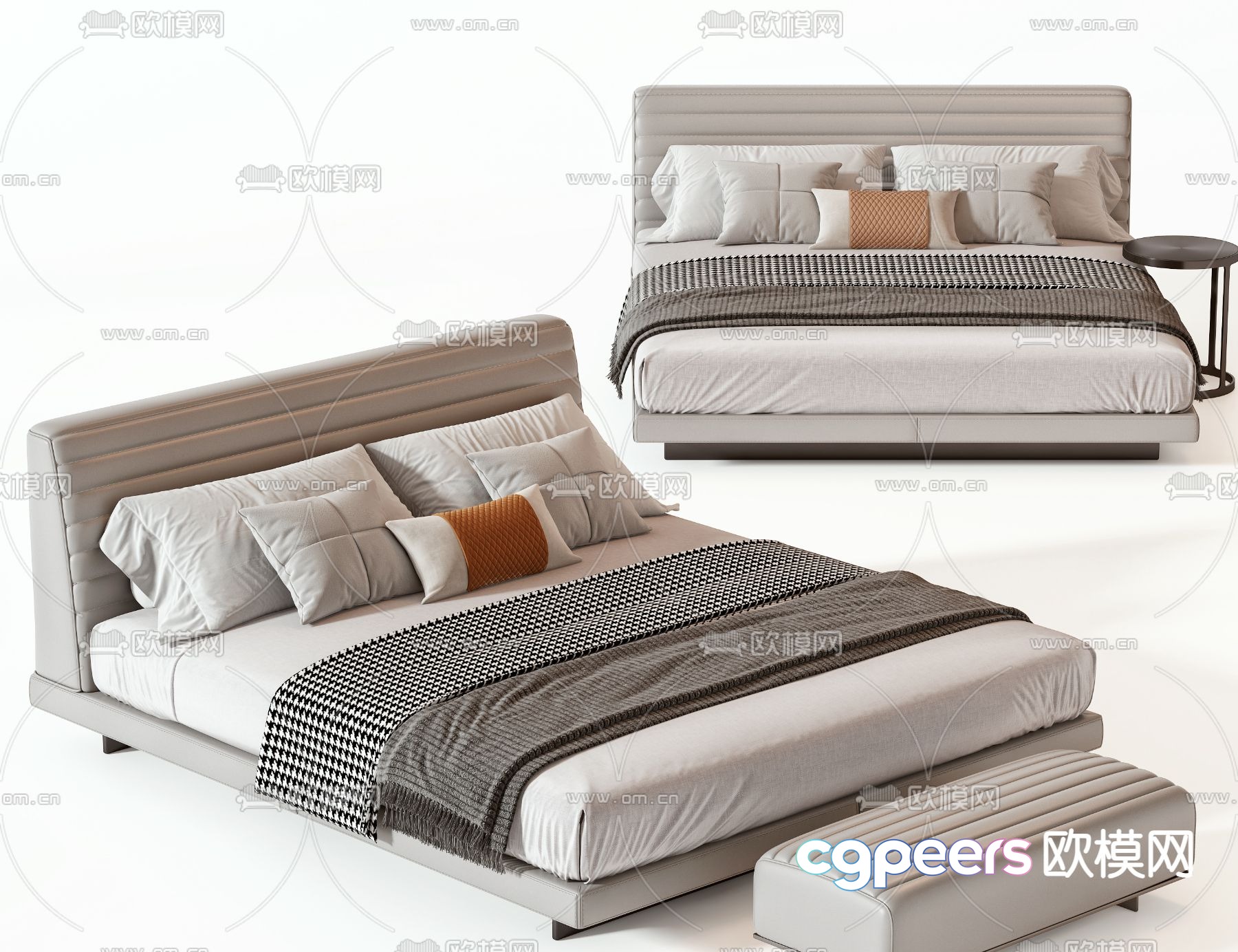 Modern double bed 3d model Modern double bed 3d model
